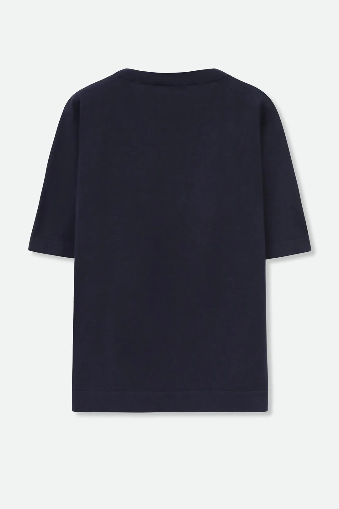 NICO TENNIS ELBOW SLEEVE CREW IN FINE GAUGE ITALIAN SILK COTTON