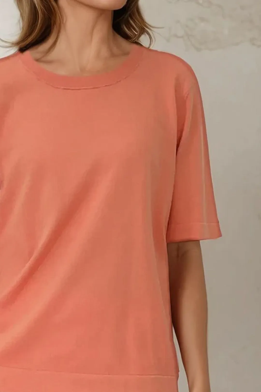 NICO TENNIS ELBOW SLEEVE CREW IN FINE GAUGE ITALIAN SILK COTTON