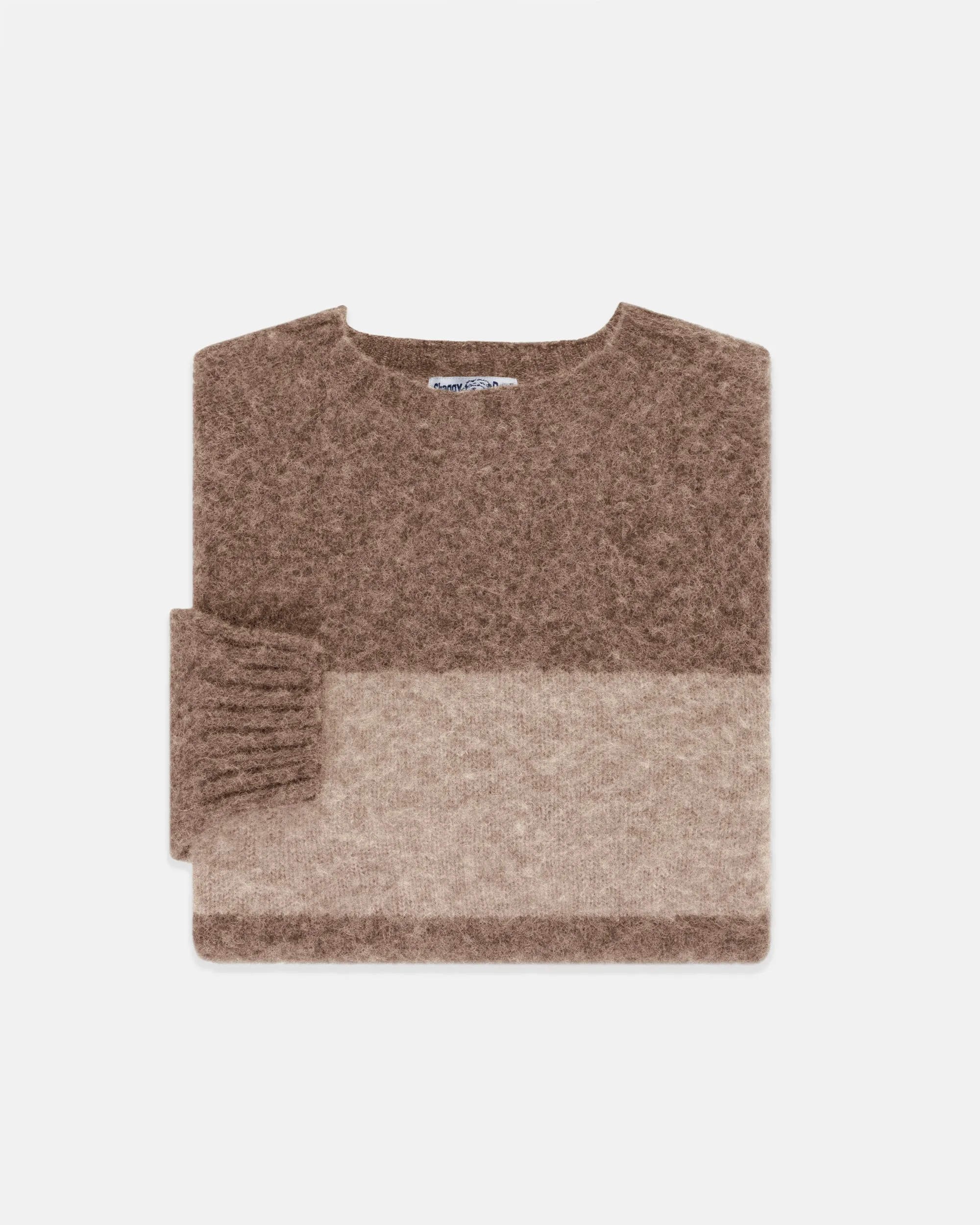NUTMEG BLOCK STRIPE SHAGGY DOG SWEATER - TRIM FIT