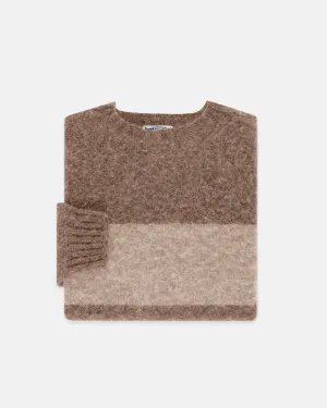 NUTMEG BLOCK STRIPE SHAGGY DOG SWEATER - TRIM FIT