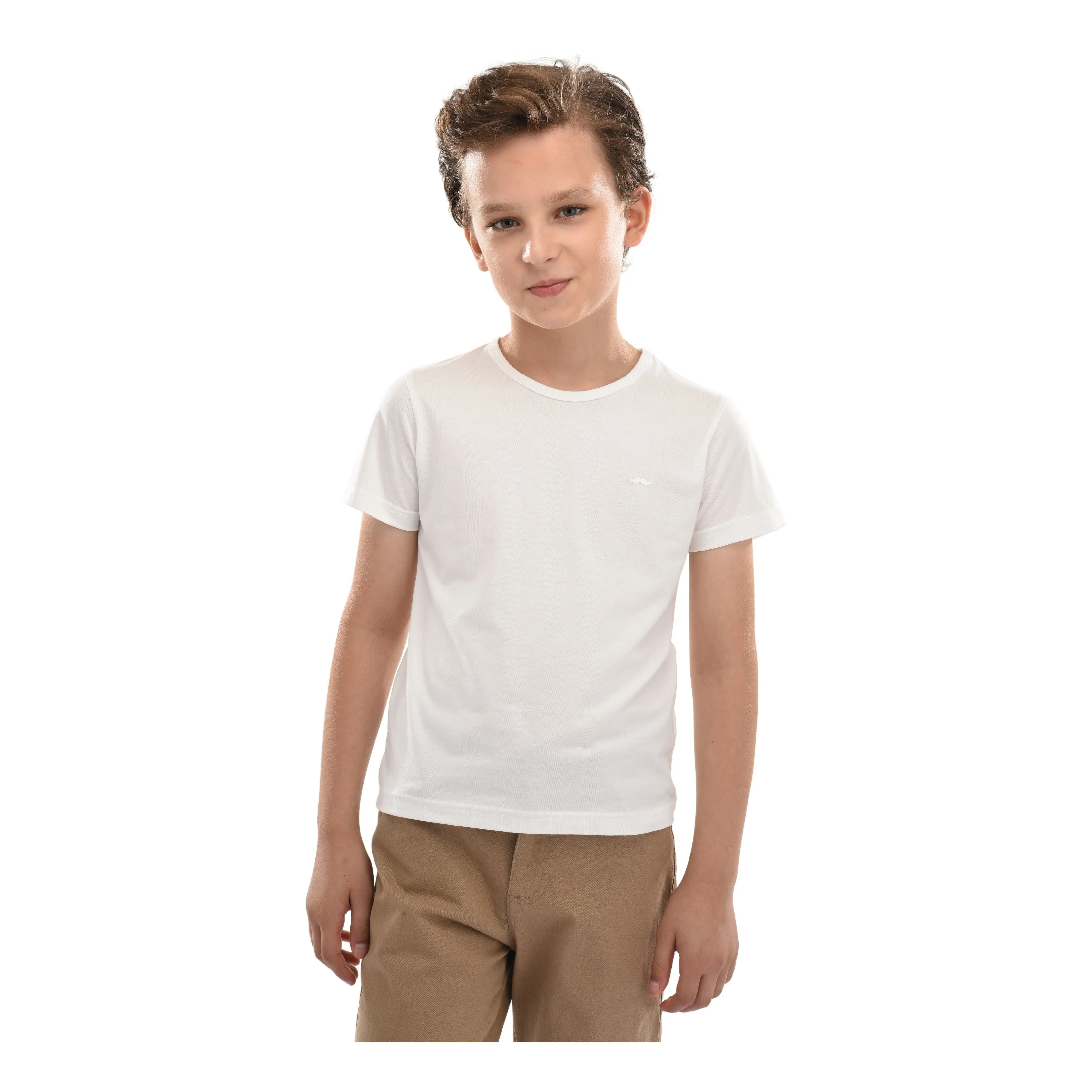 Off White Solid Cotton T-Shirt