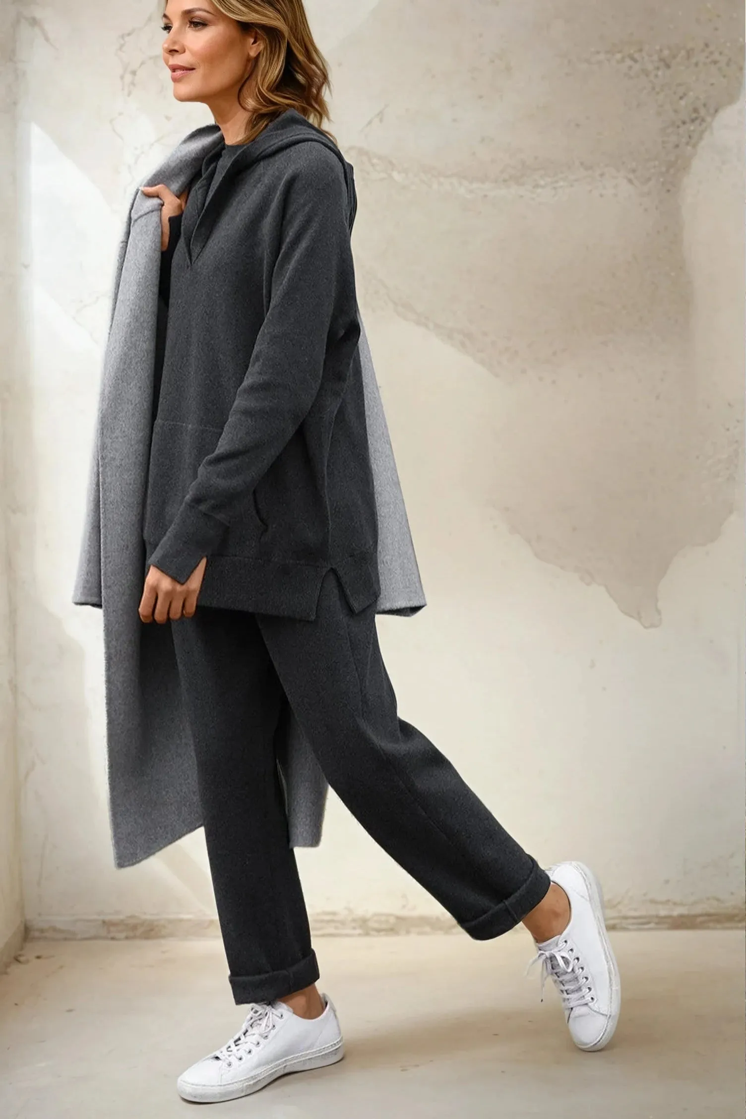 PAIGE PANT IN DOUBLE KNIT HEATHERED PIMA COTTON