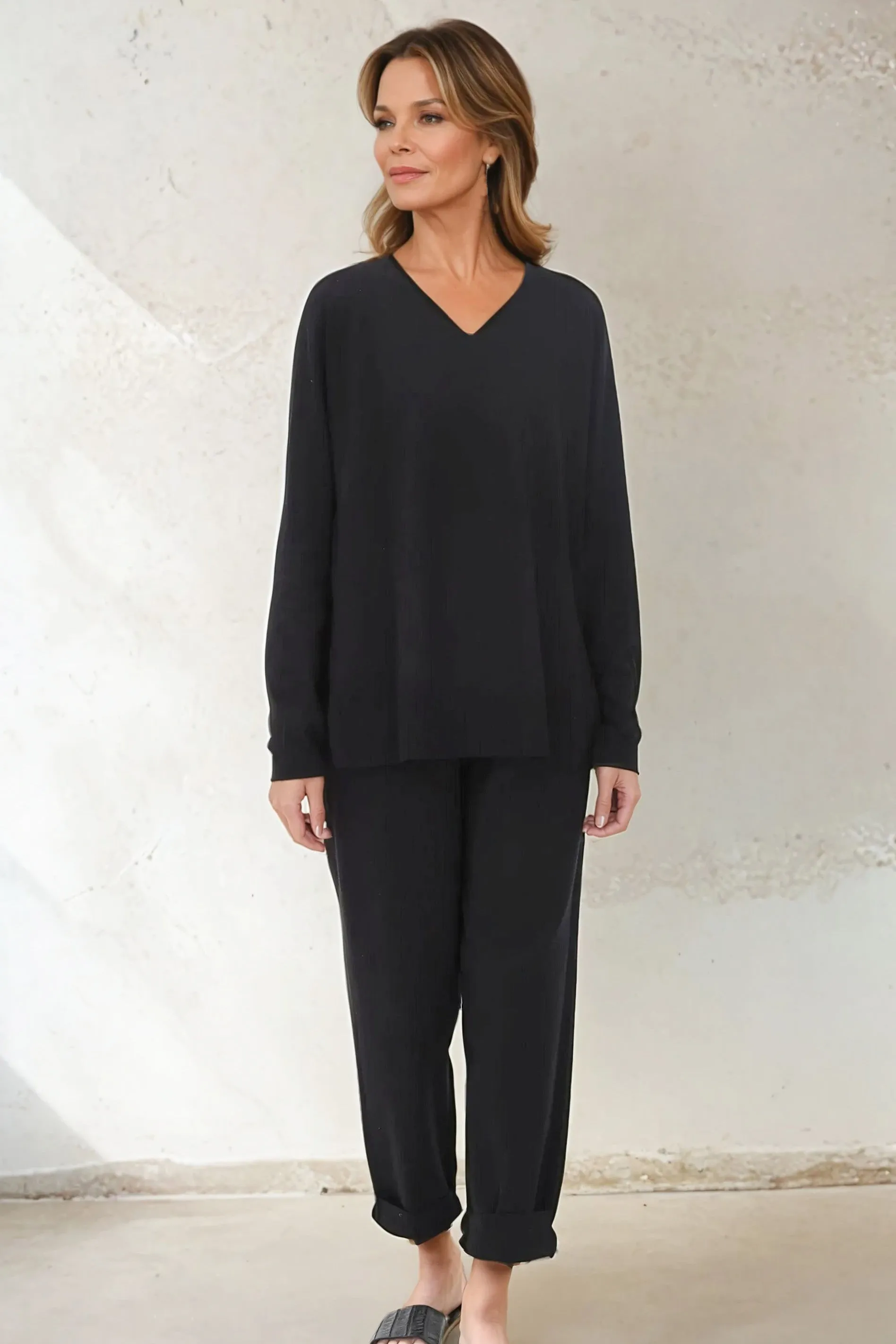 PAIGE PANT IN DOUBLE KNIT HEATHERED PIMA COTTON