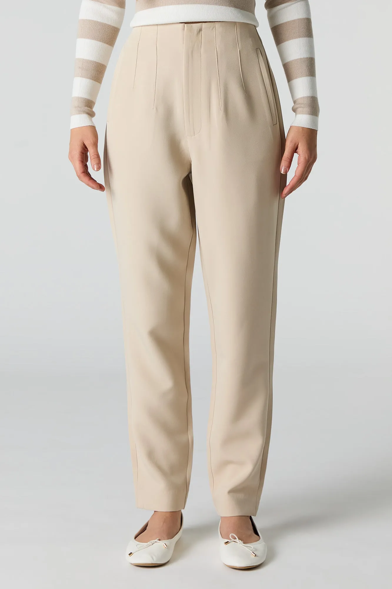 Pleated Slim Leg Dress Pant