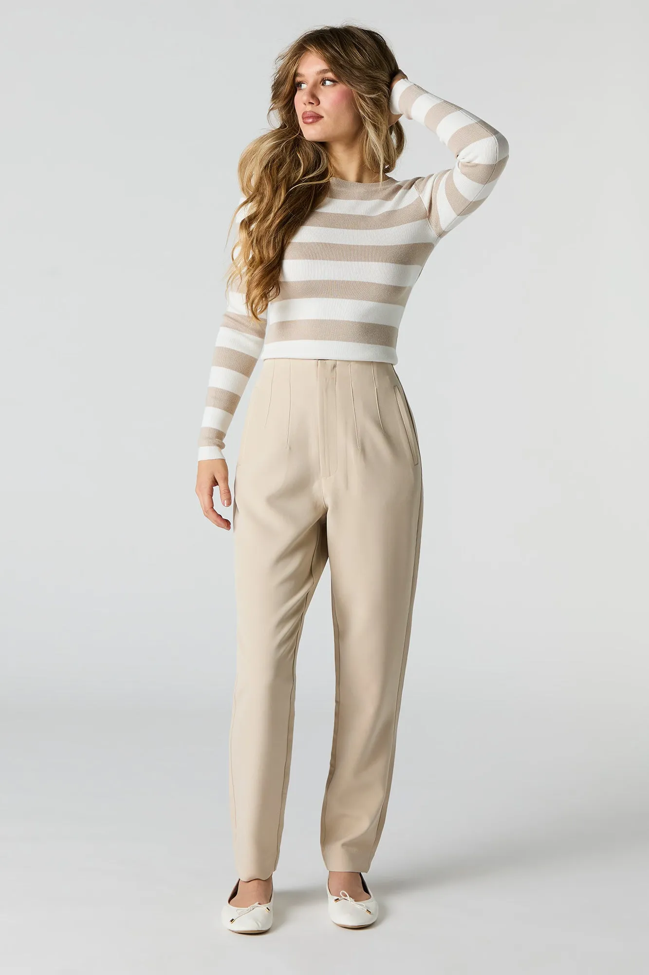 Pleated Slim Leg Dress Pant