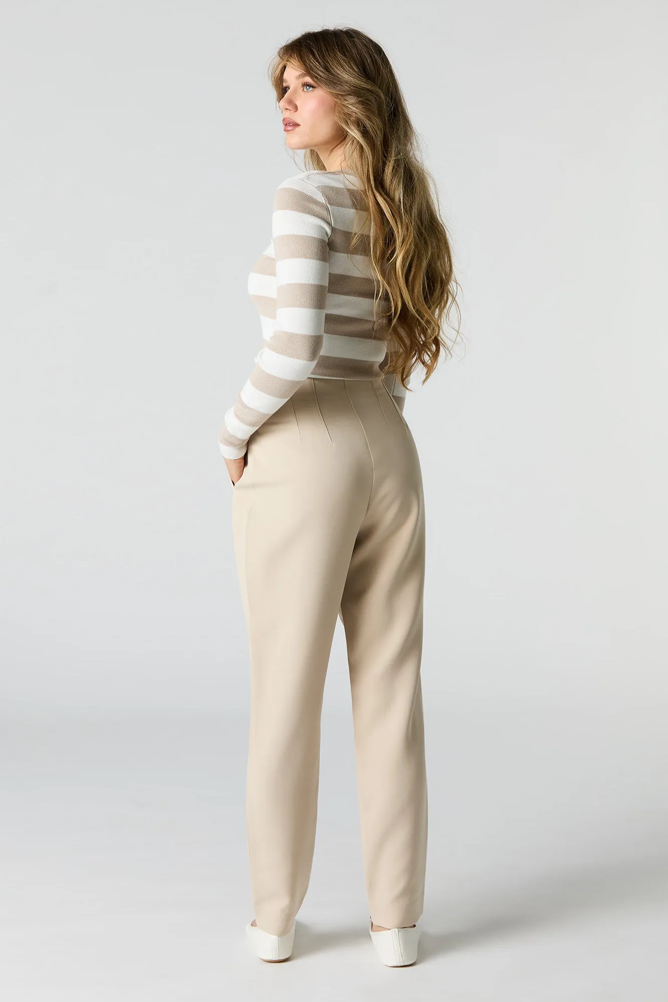 Pleated Slim Leg Dress Pant