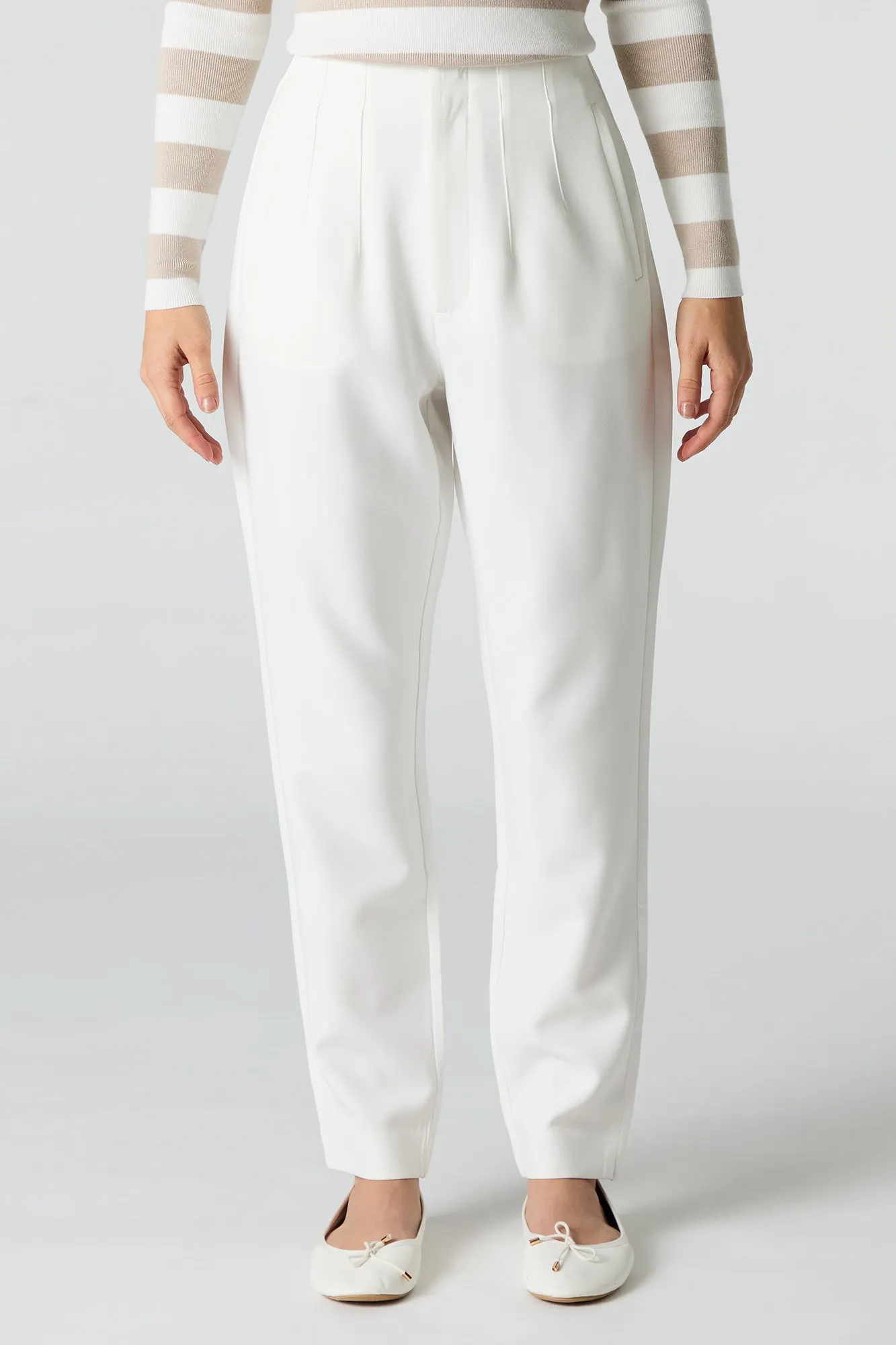 Pleated Slim Leg Dress Pant