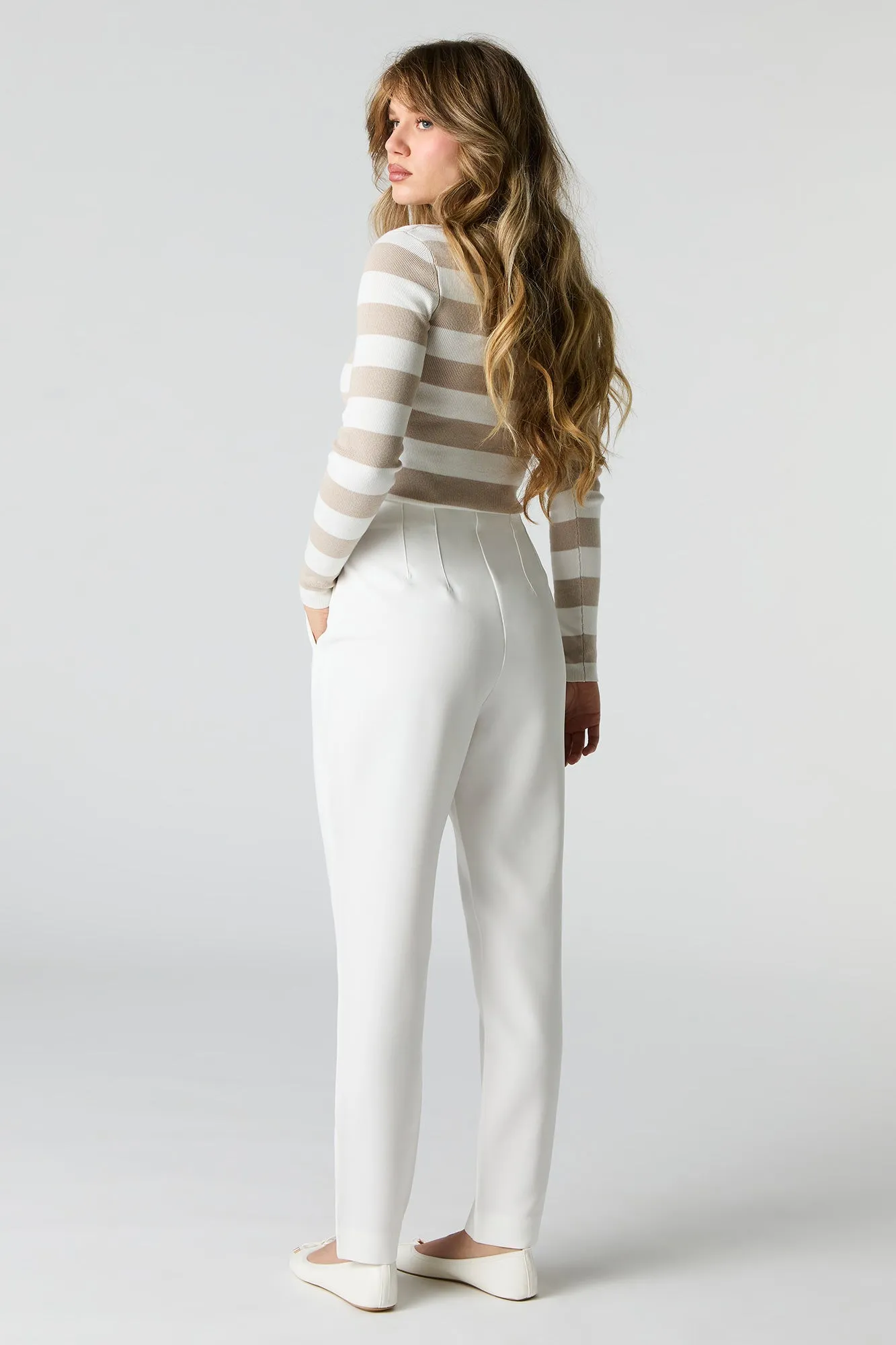Pleated Slim Leg Dress Pant