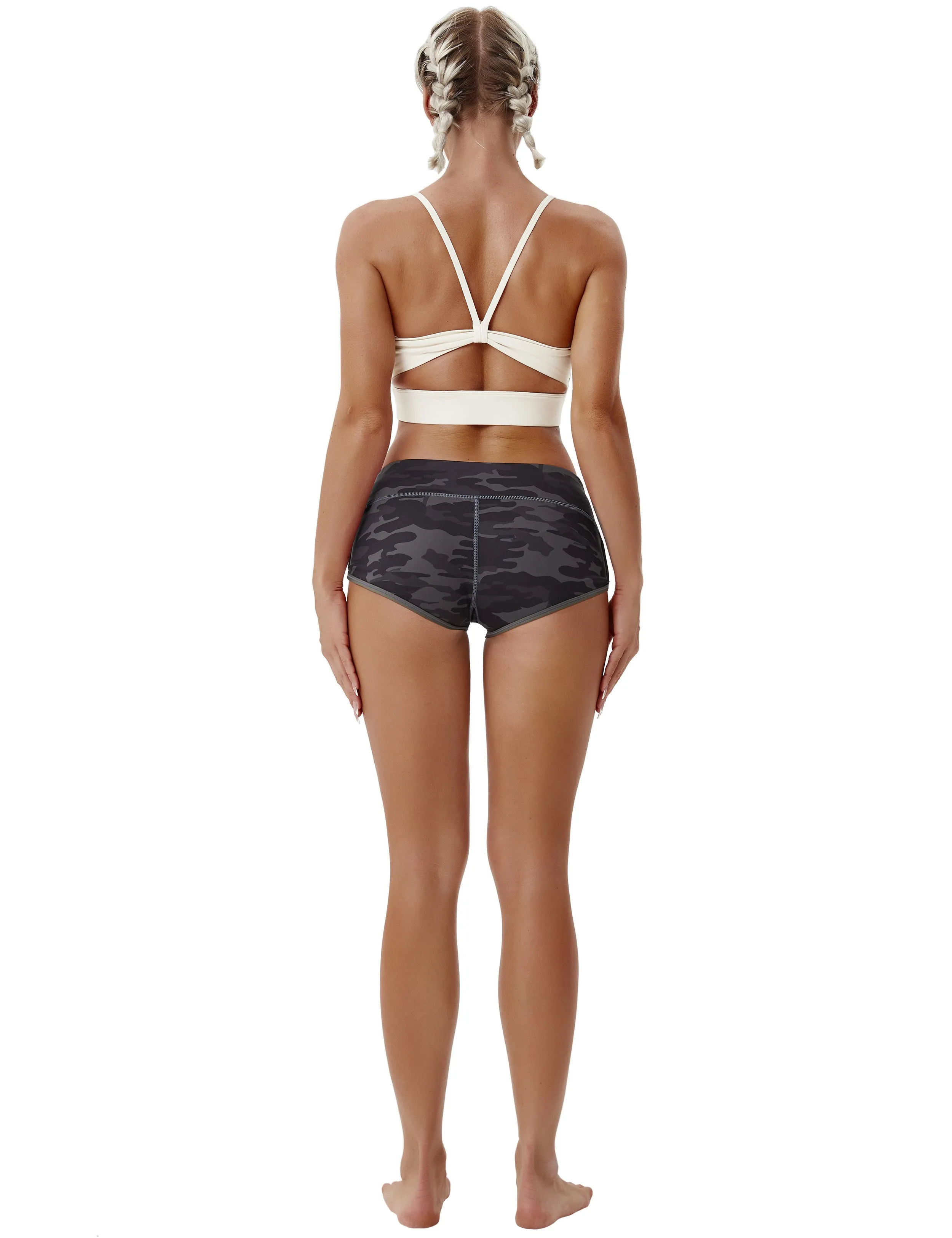 Printed Booty Yoga Shorts dimgray camo