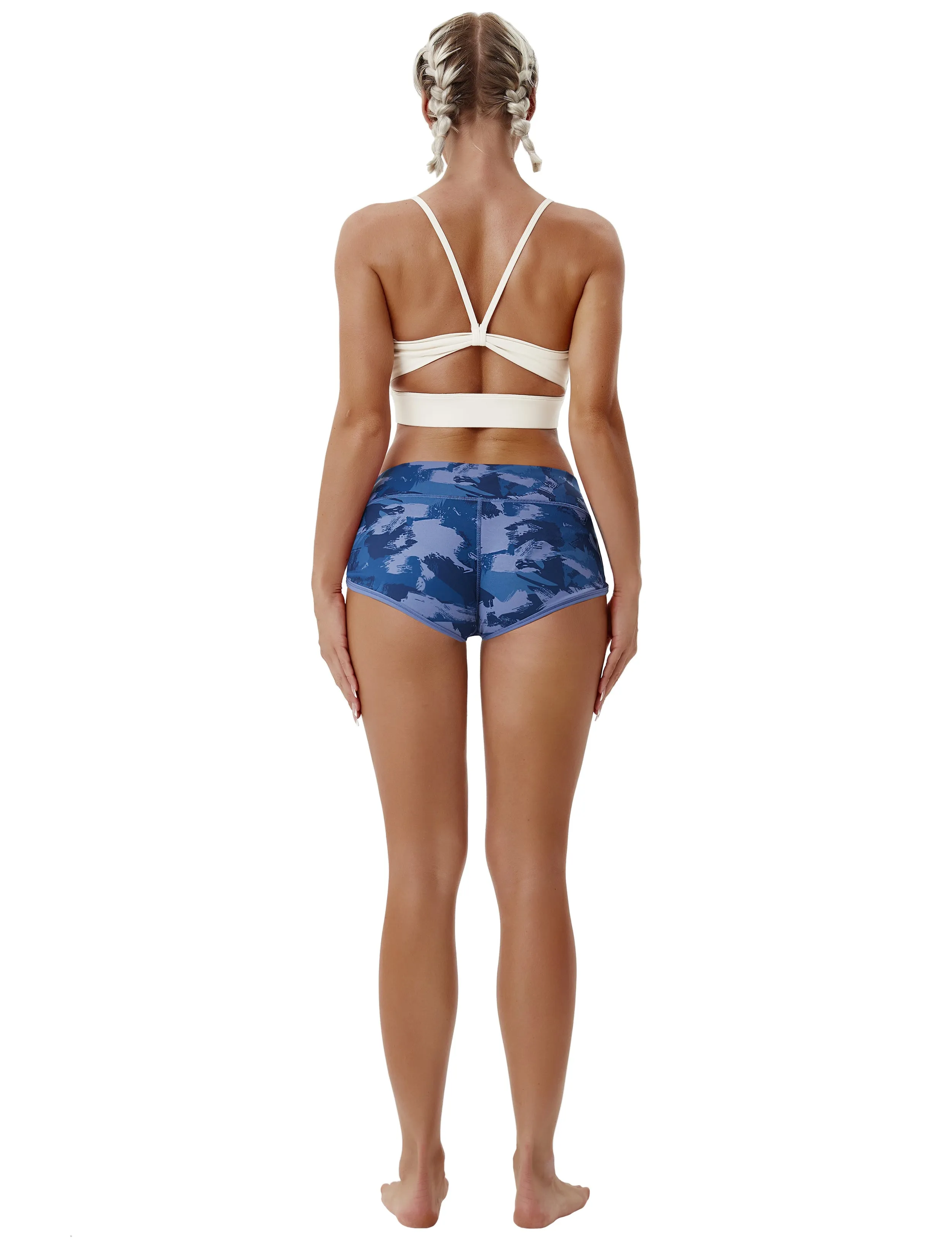 Printed Booty Yoga Shorts navy brushcamo