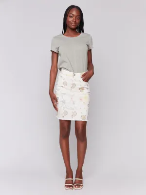 Printed Stretch Twill Skort - Garden
