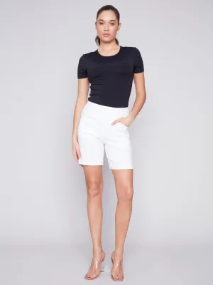 Pull-On Stretch Shorts - White