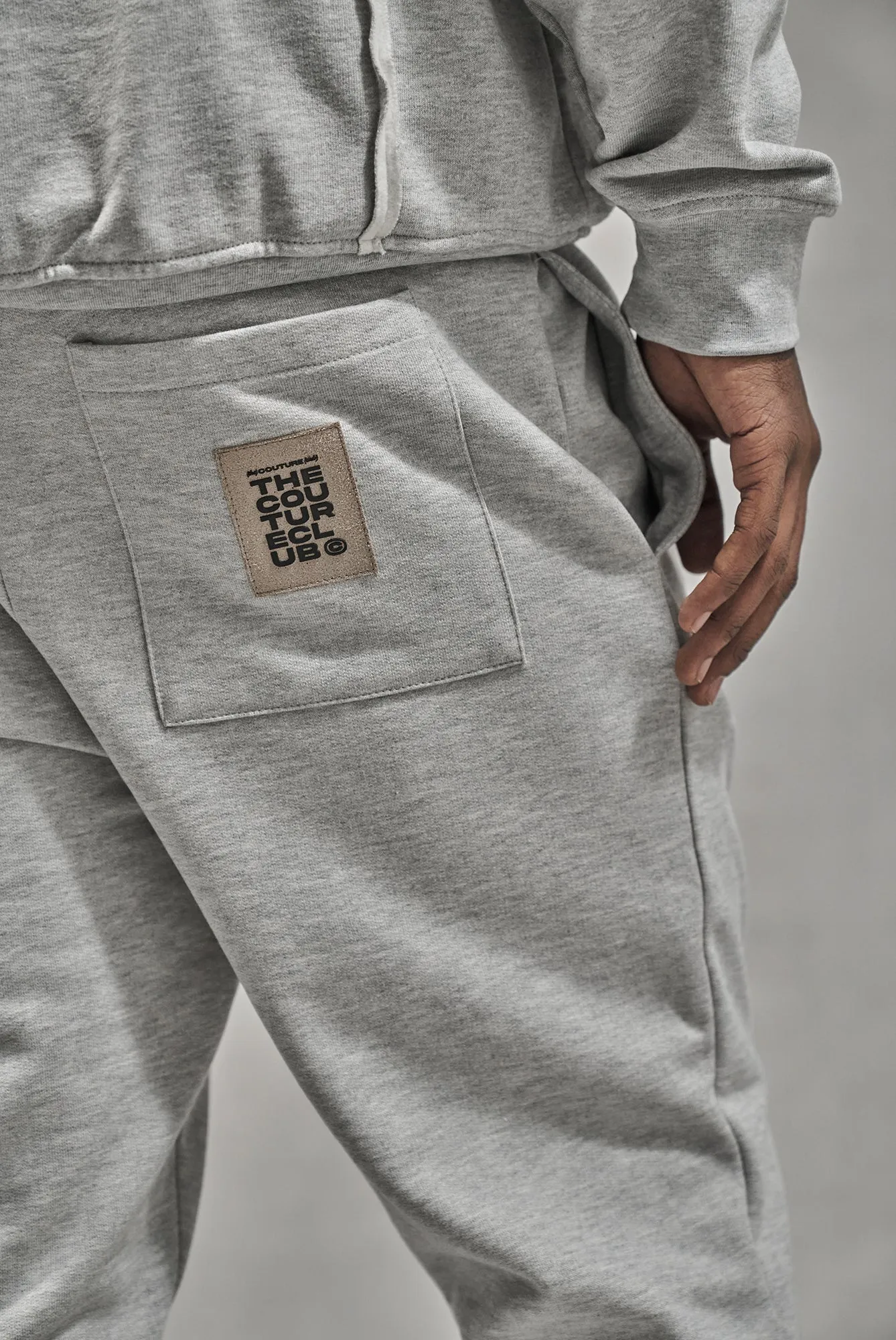 RAW SEAM STRAIGHT LEG JOGGERS - GREY MARL