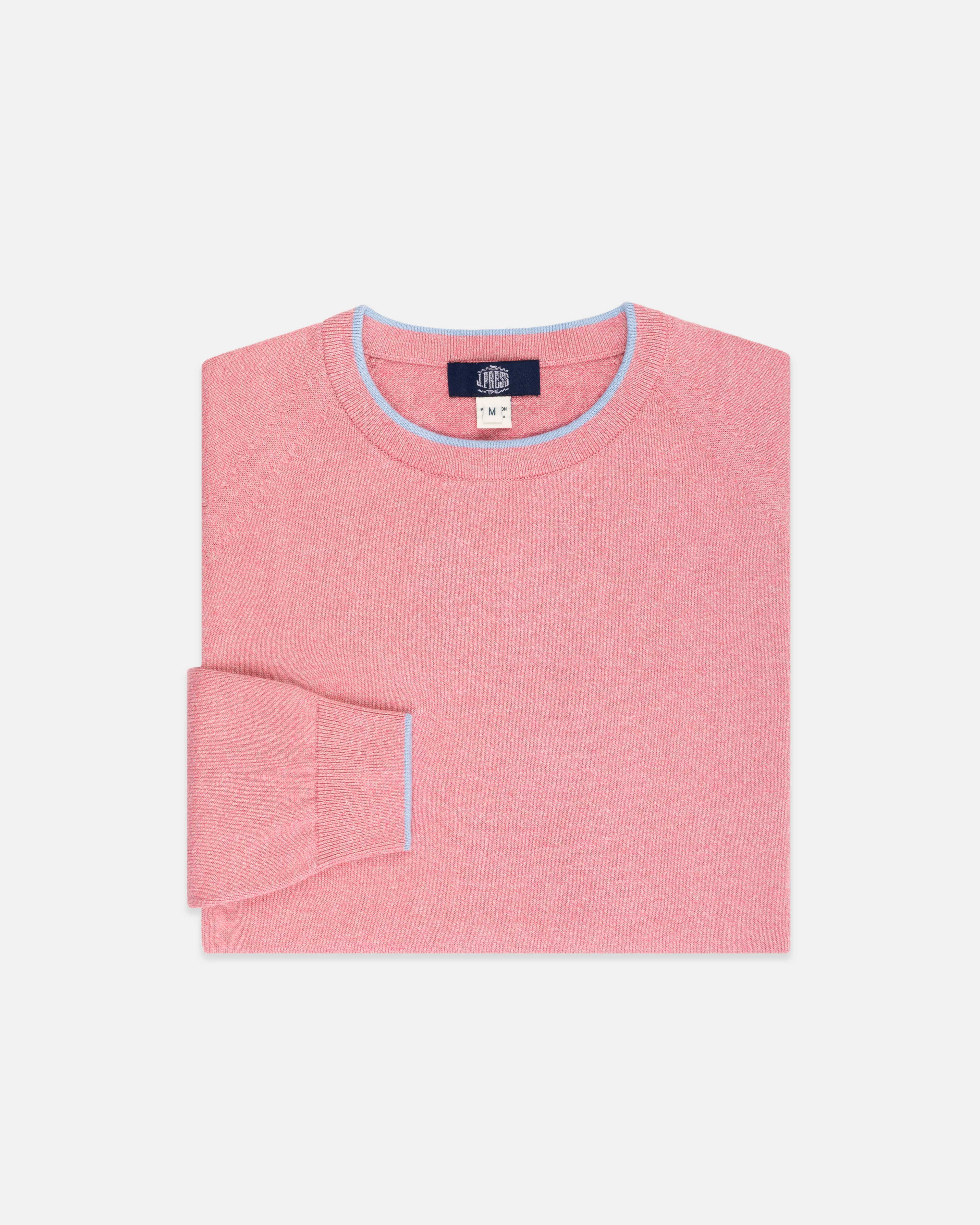 RED MARL COTTON CREWNECK TIPPED SWEATER