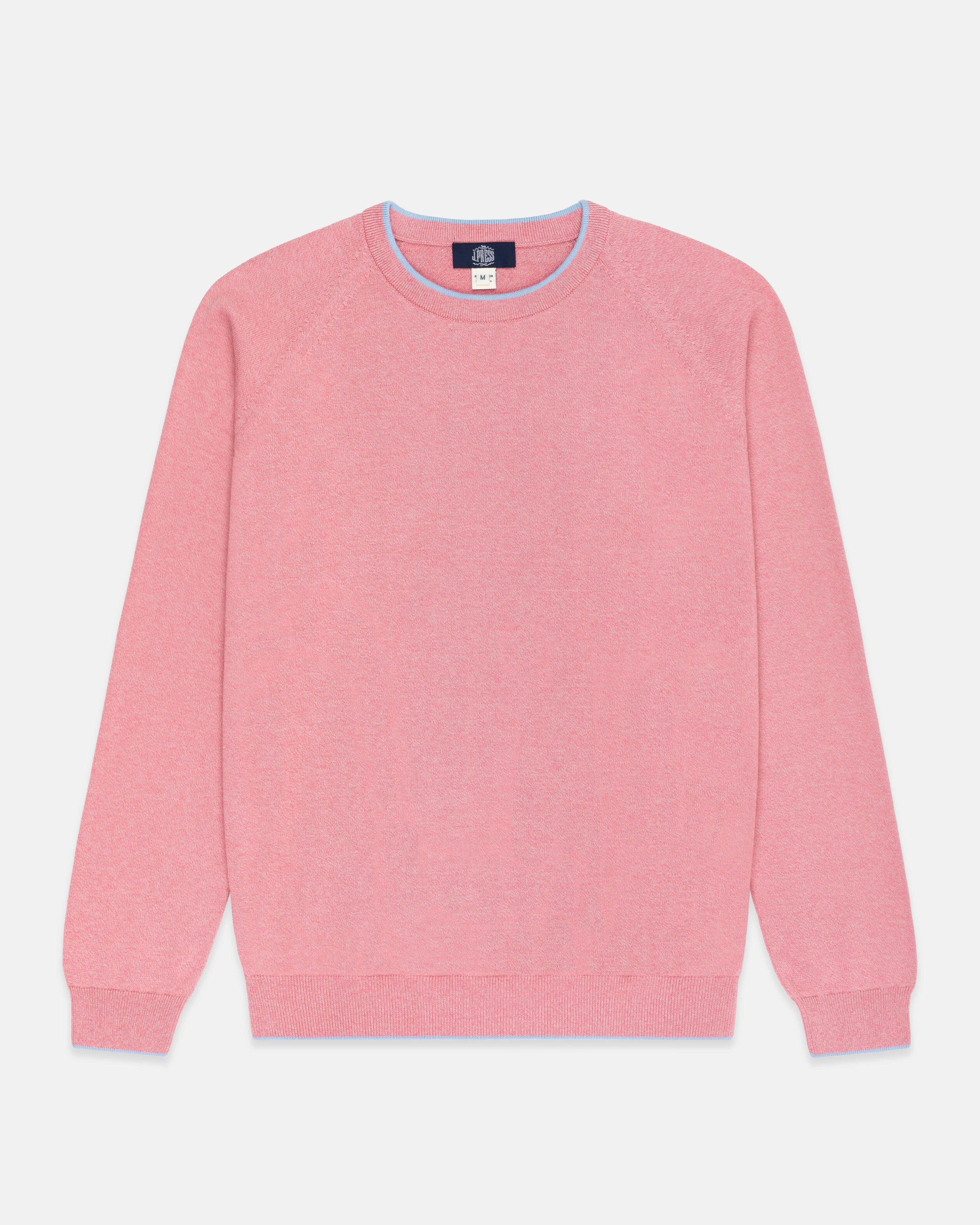RED MARL COTTON CREWNECK TIPPED SWEATER
