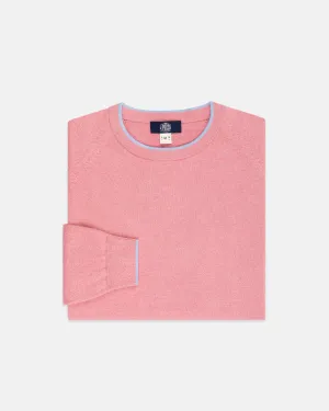 RED MARL COTTON CREWNECK TIPPED SWEATER