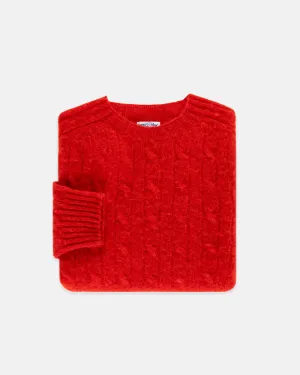 RED SHAGGY DOG CABLE CREWNECK SWEATER