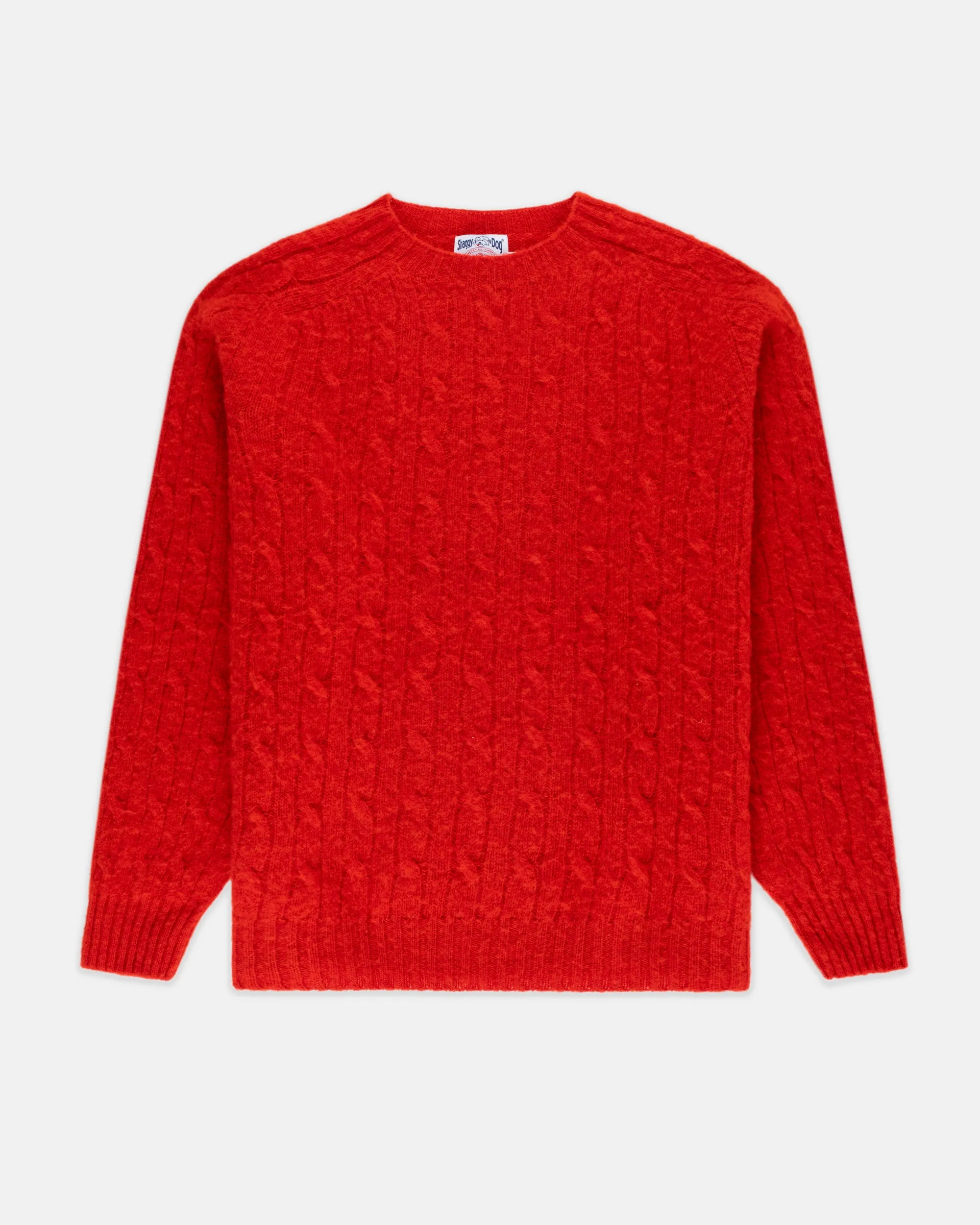 RED SHAGGY DOG CABLE CREWNECK SWEATER