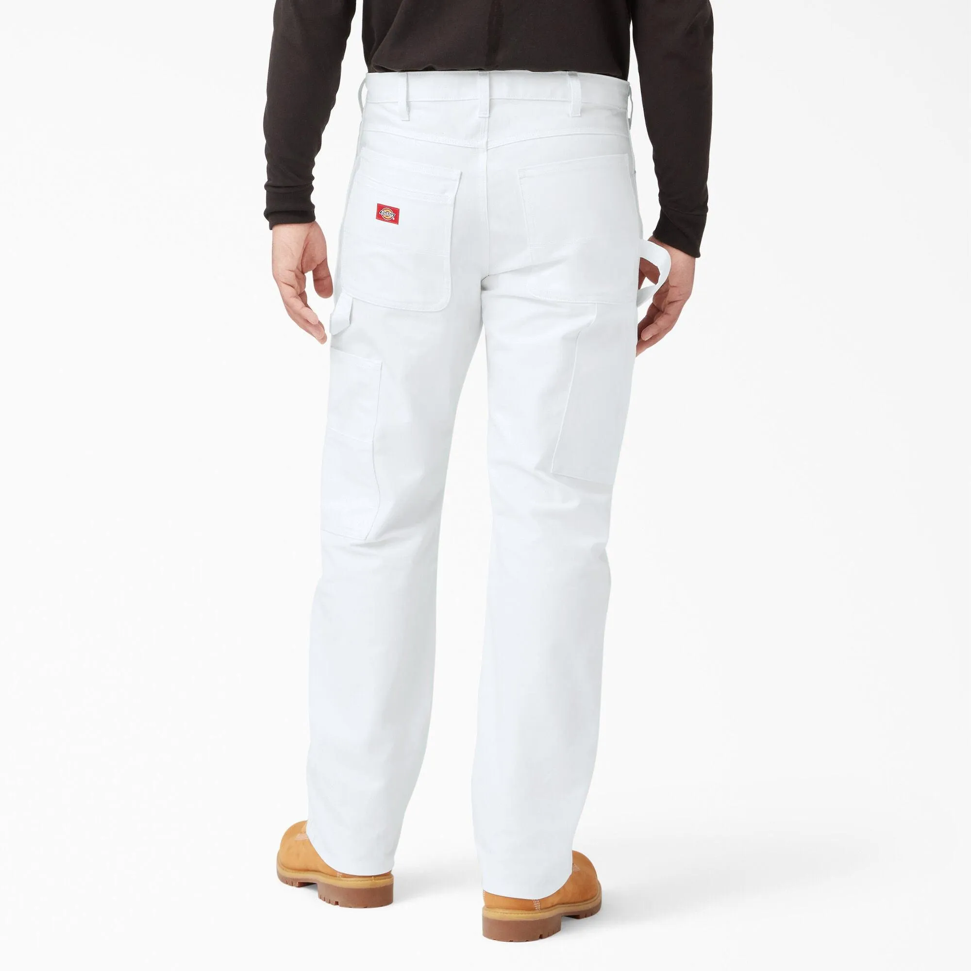 Relaxed Fit Straight Leg Painter's Pants, White