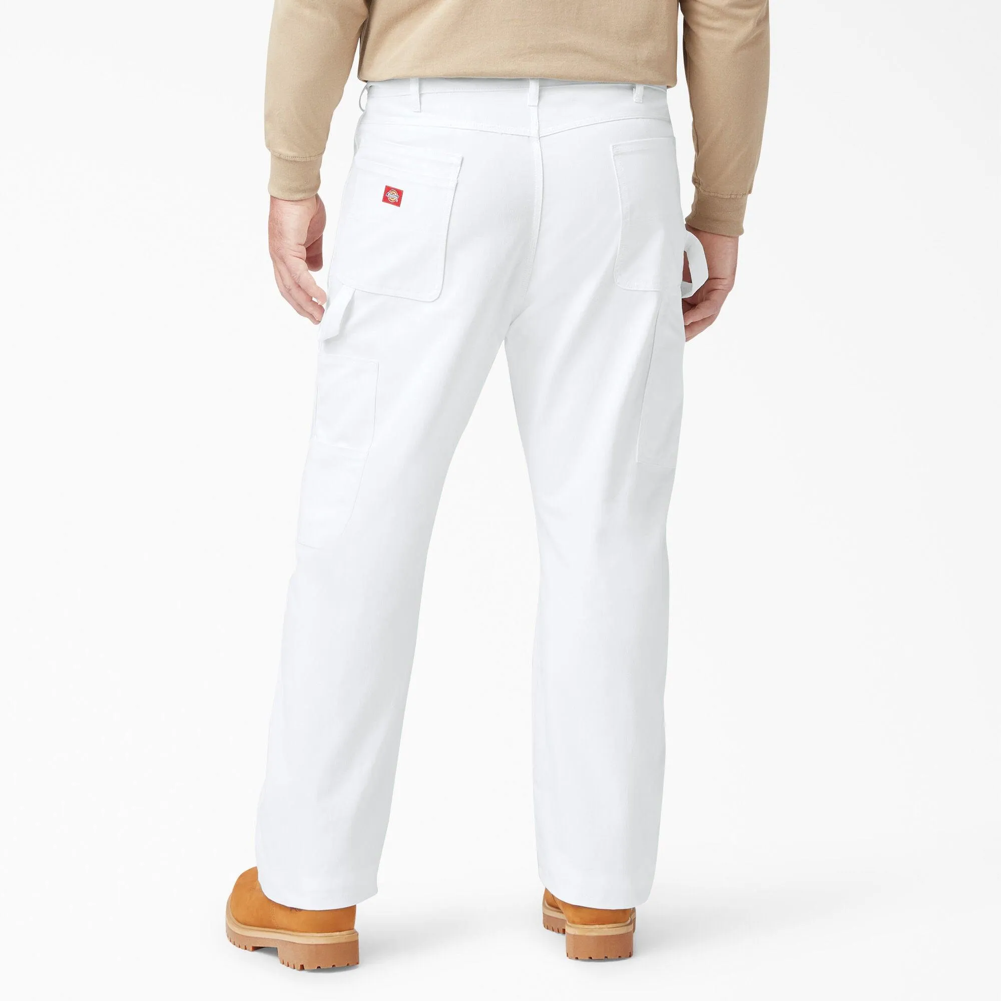 Relaxed Fit Straight Leg Painter's Pants, White