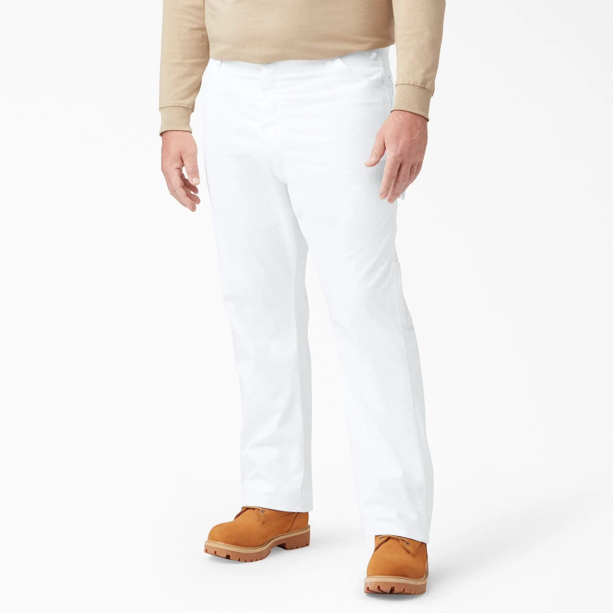 Relaxed Fit Straight Leg Painter's Pants, White