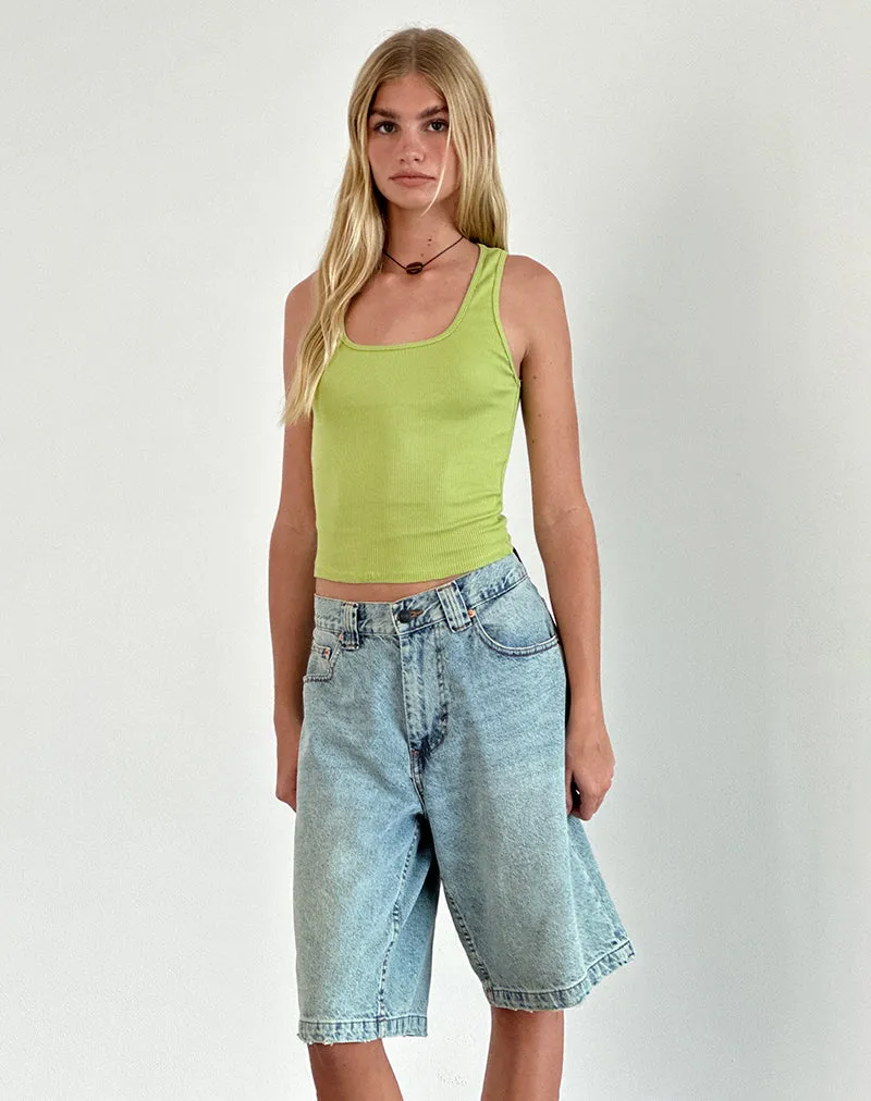 Roxe Ribbed Vest Top in Leaf Green