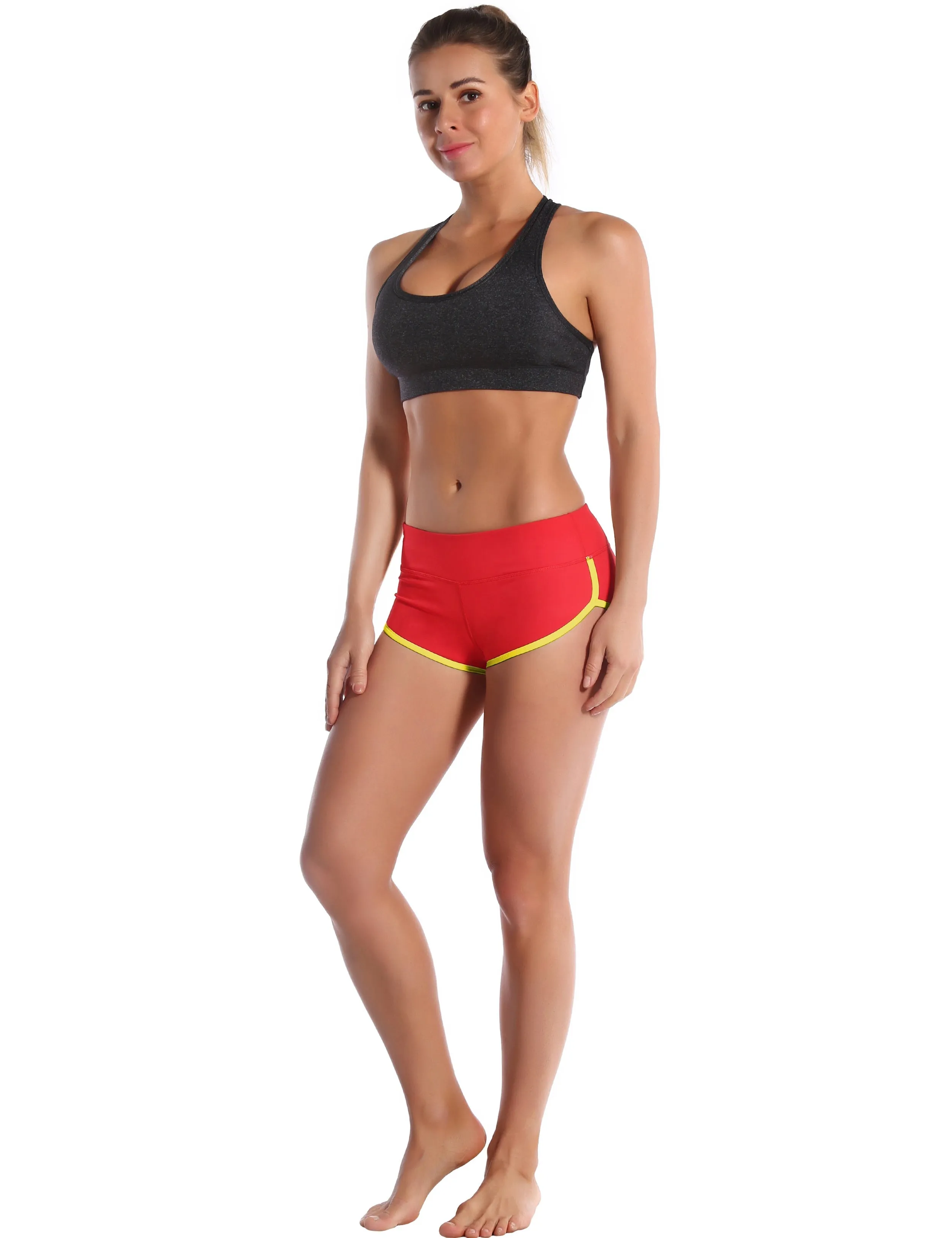 Sexy Booty Gym Shorts scarlet_fluorescentyellow_Gym