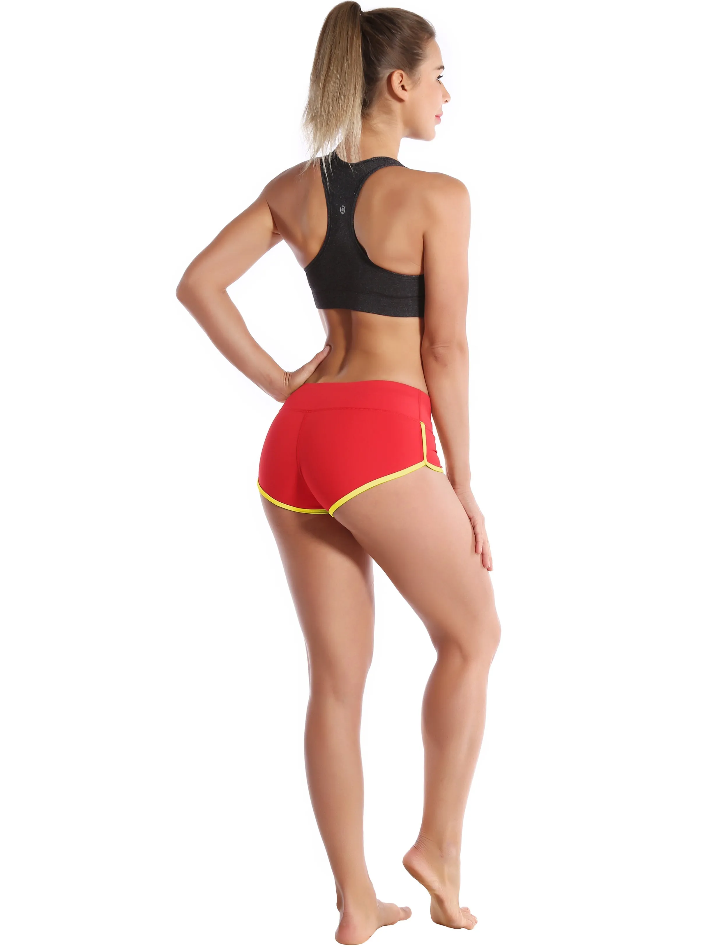 Sexy Booty Gym Shorts scarlet_fluorescentyellow_Gym