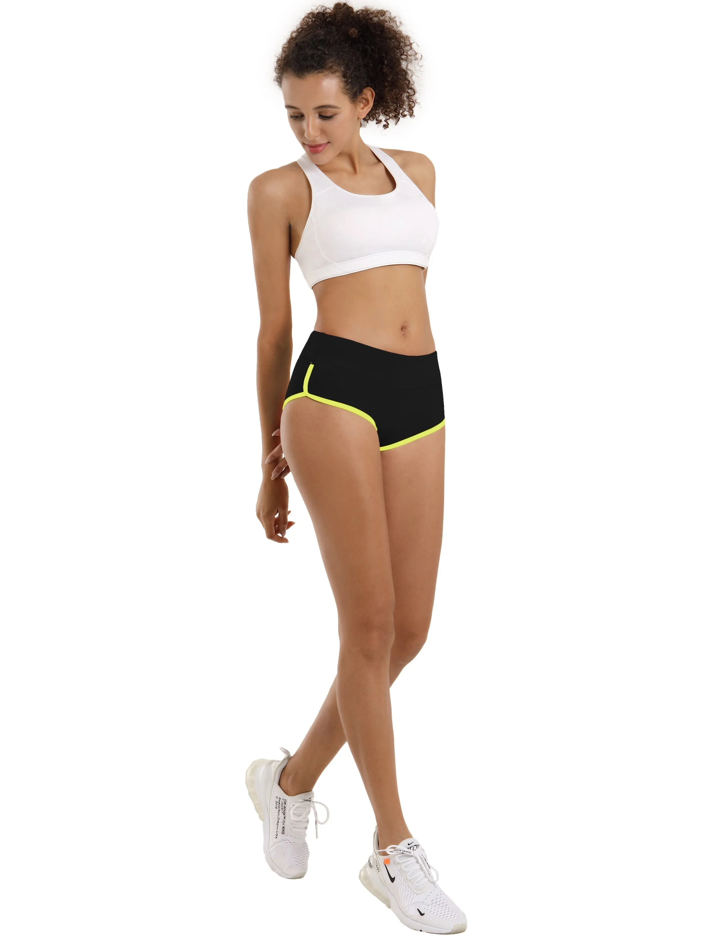 Sexy Booty yogastudio Shorts black_fluorescentyellow_yogastudio