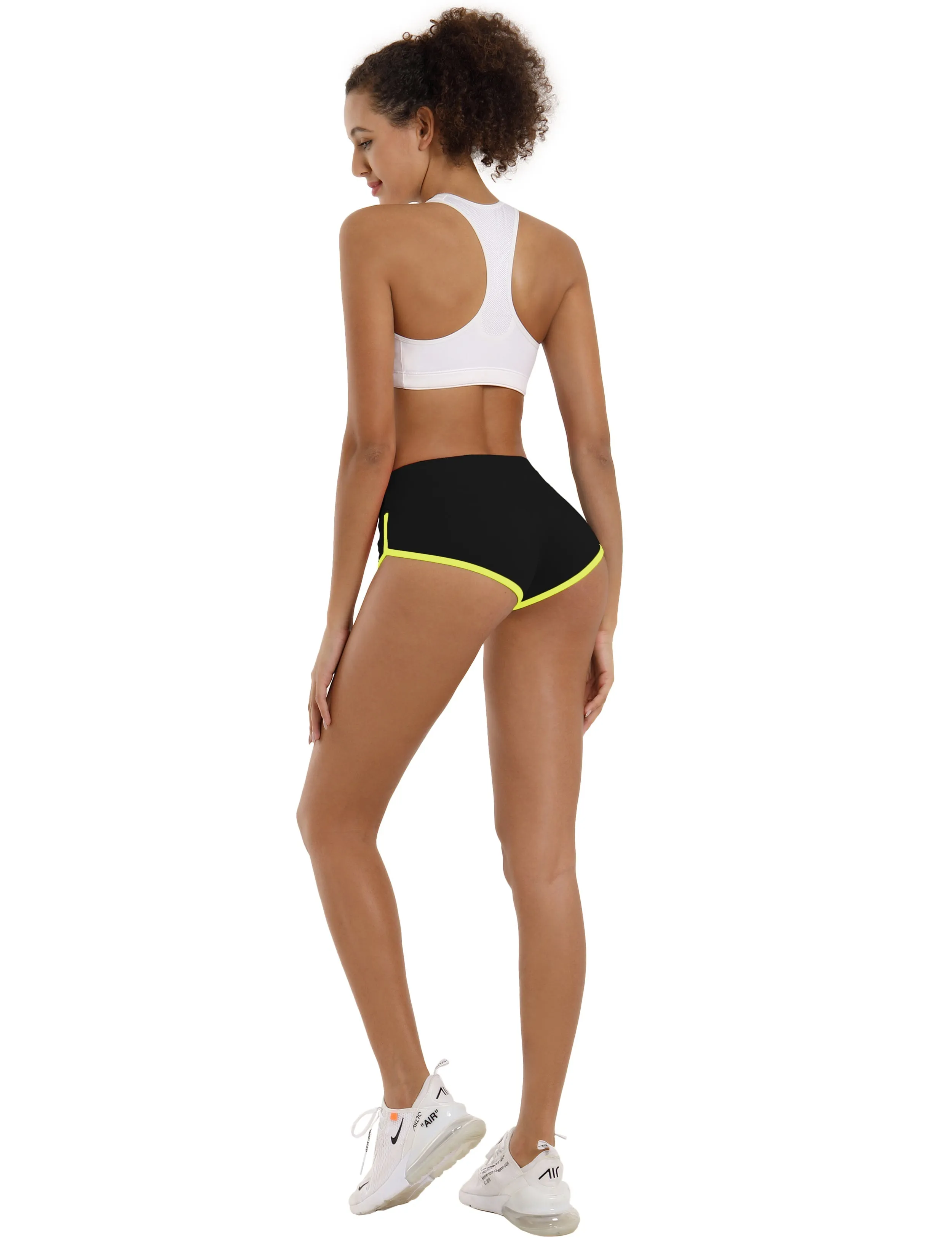 Sexy Booty yogastudio Shorts black_fluorescentyellow_yogastudio