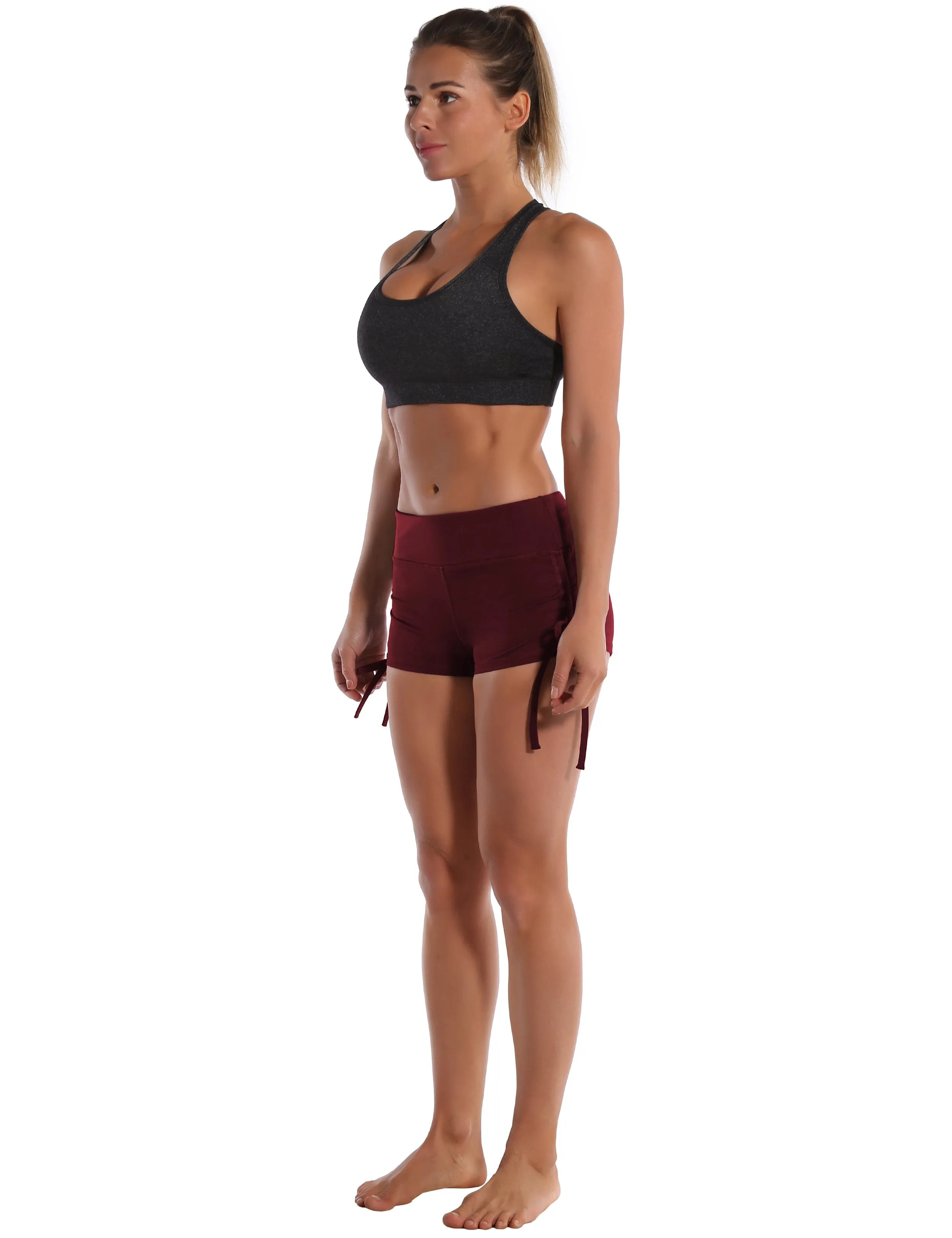 Side Drawstring Hot Shorts cherryred_Pilates