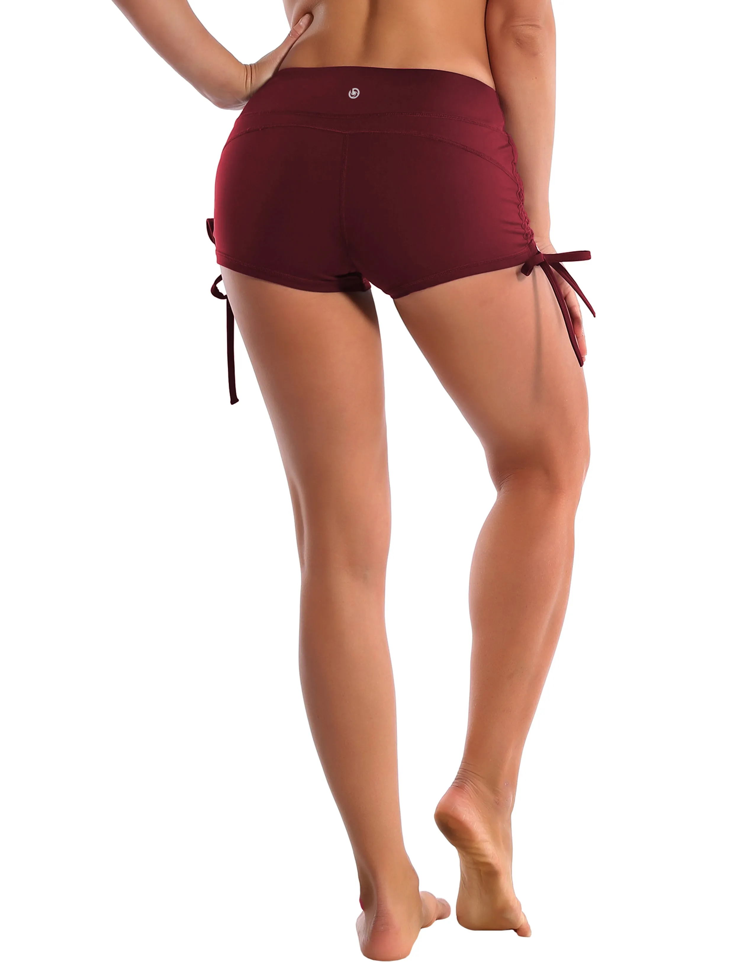 Side Drawstring Hot Shorts cherryred_Pilates