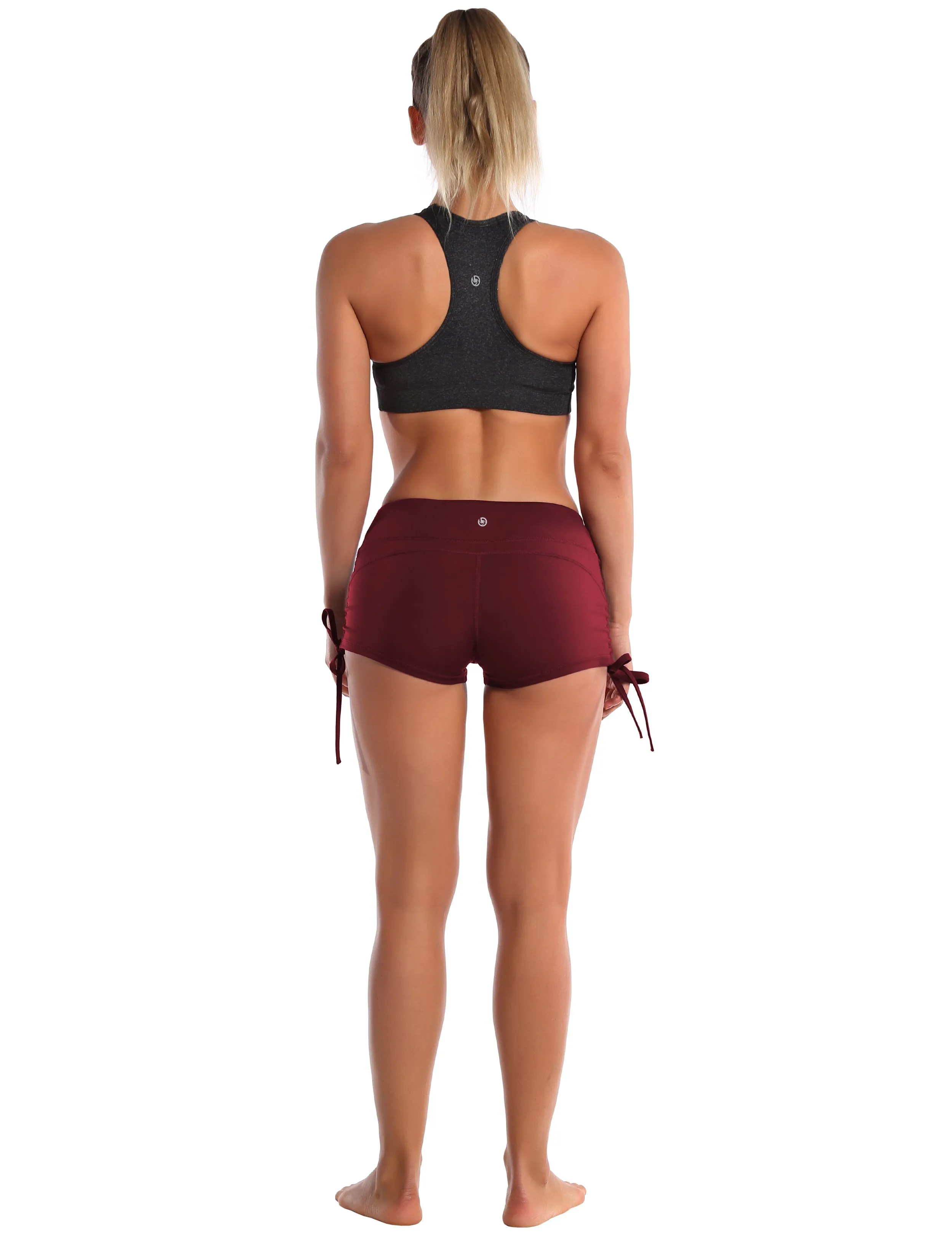Side Drawstring Hot Shorts cherryred_Pilates