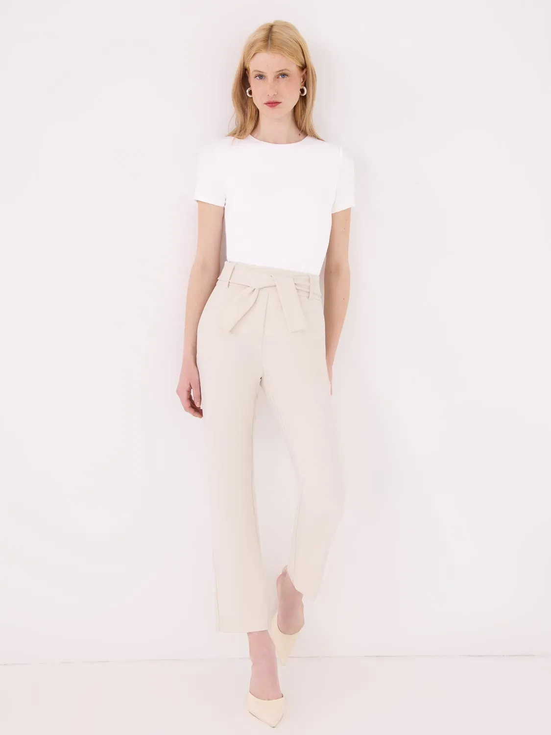 Slim Leg Pants With Sash