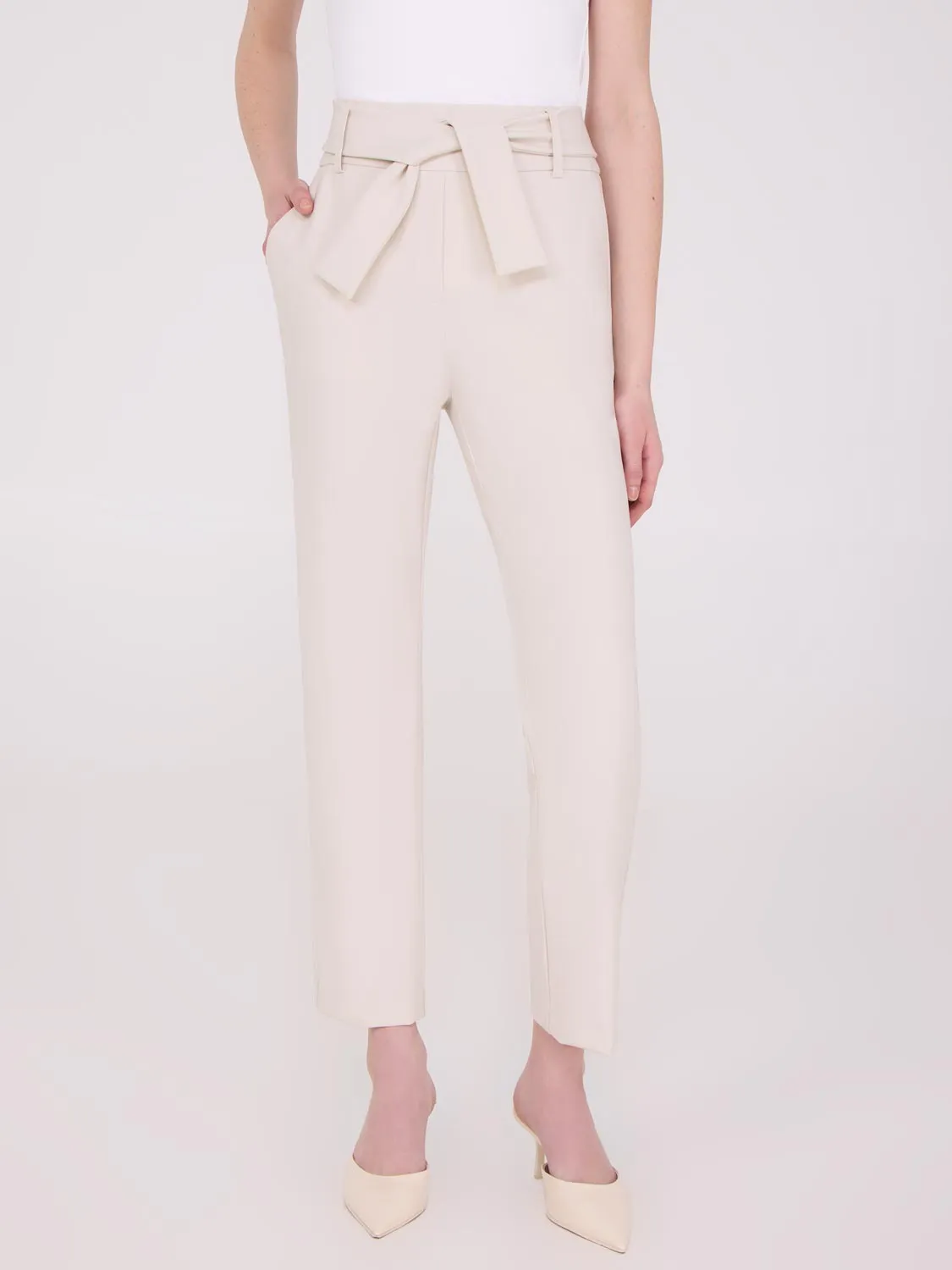 Slim Leg Pants With Sash