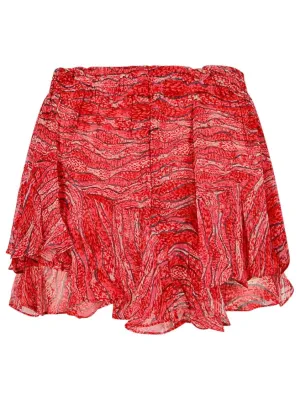 'Sornel' Red Viscose Shorts