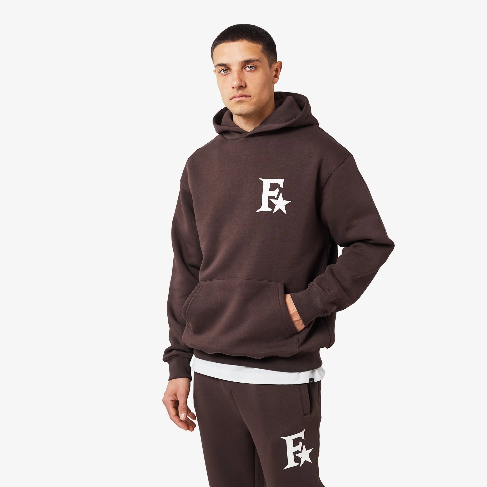 Star Icon Open Hem Tracksuit | Dark Brown