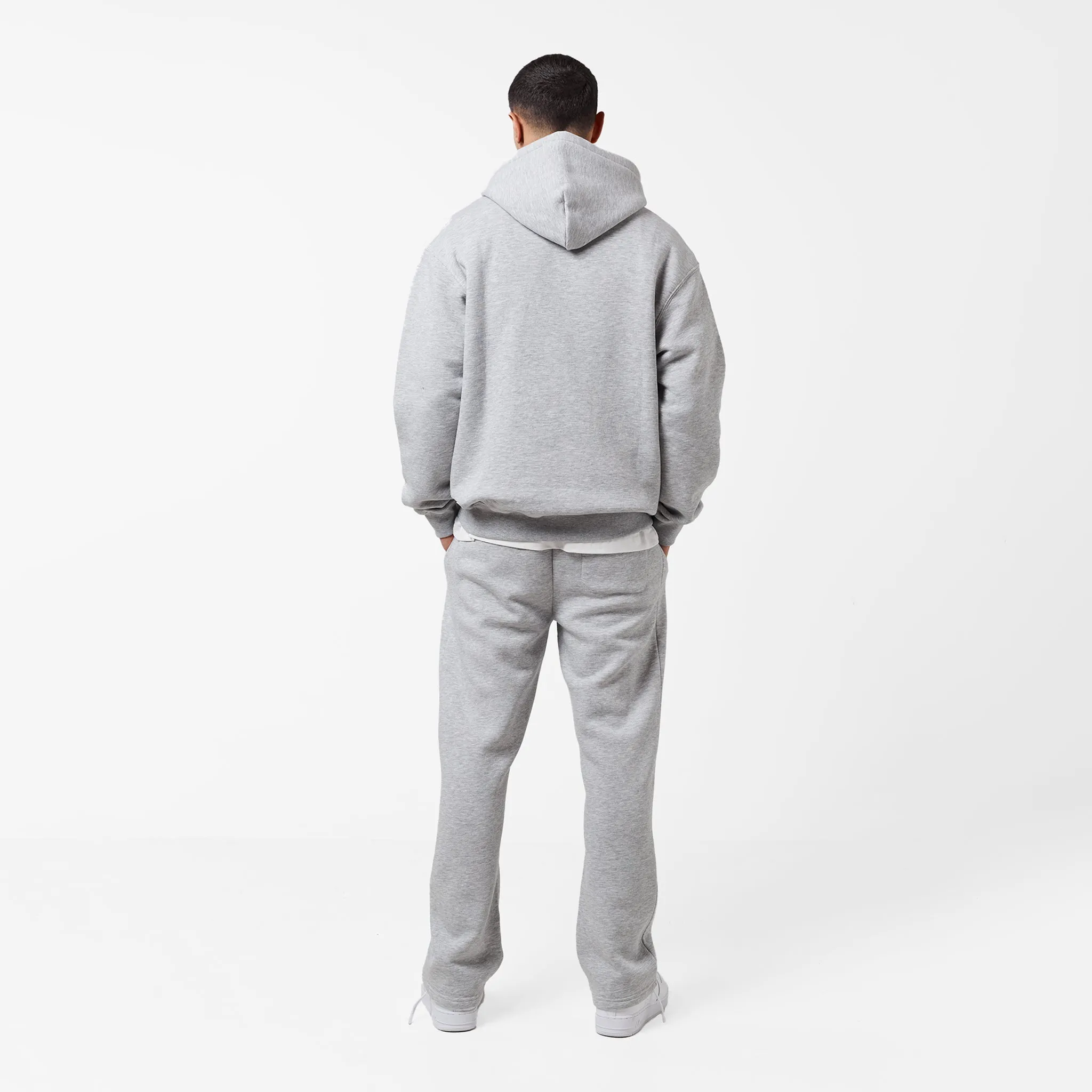 Star Icon Open Hem Tracksuit | Grey Marl