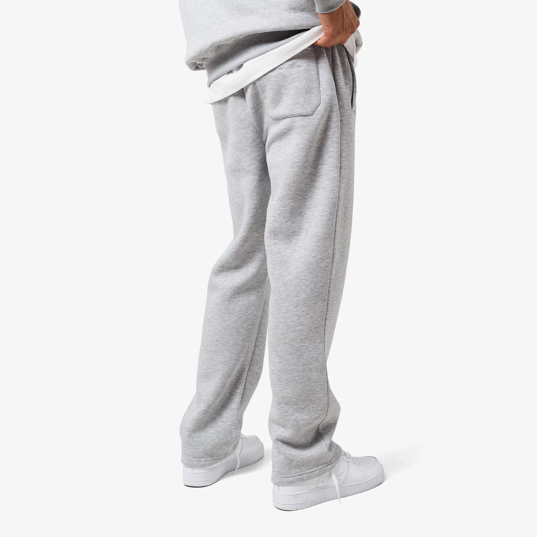 Star Icon Open Hem Tracksuit | Grey Marl