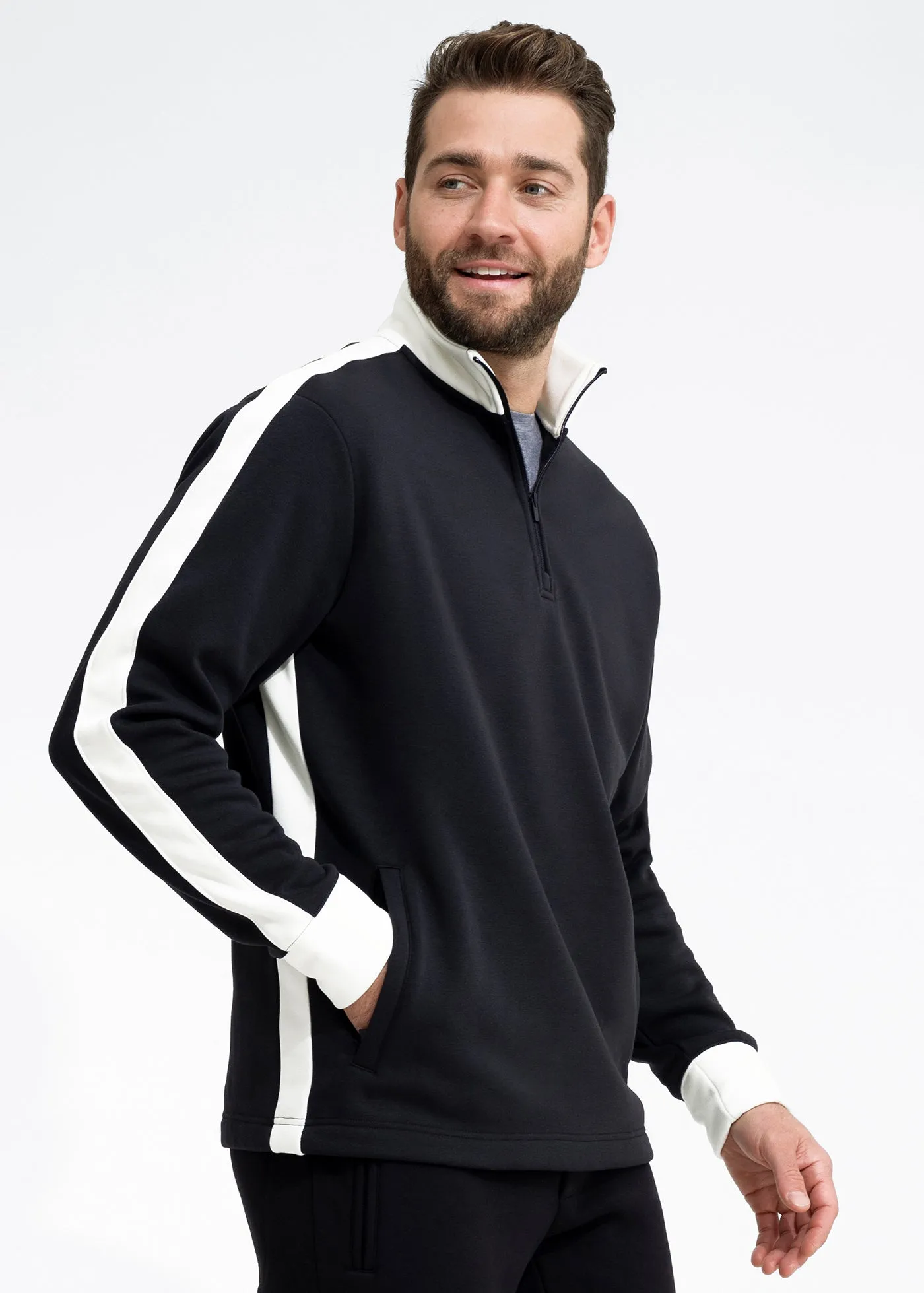 Stretch Fleece Quarter Zip | Black with Snow