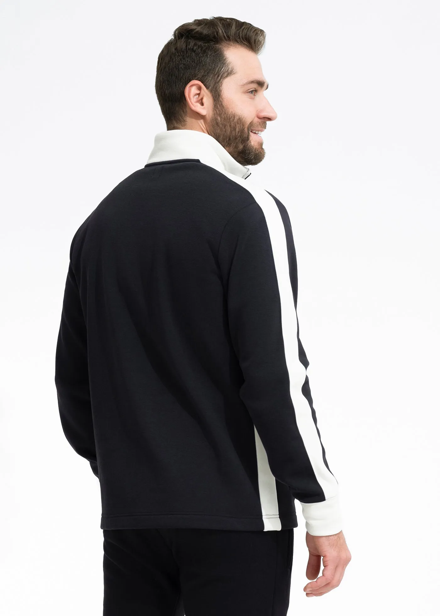 Stretch Fleece Quarter Zip | Black with Snow
