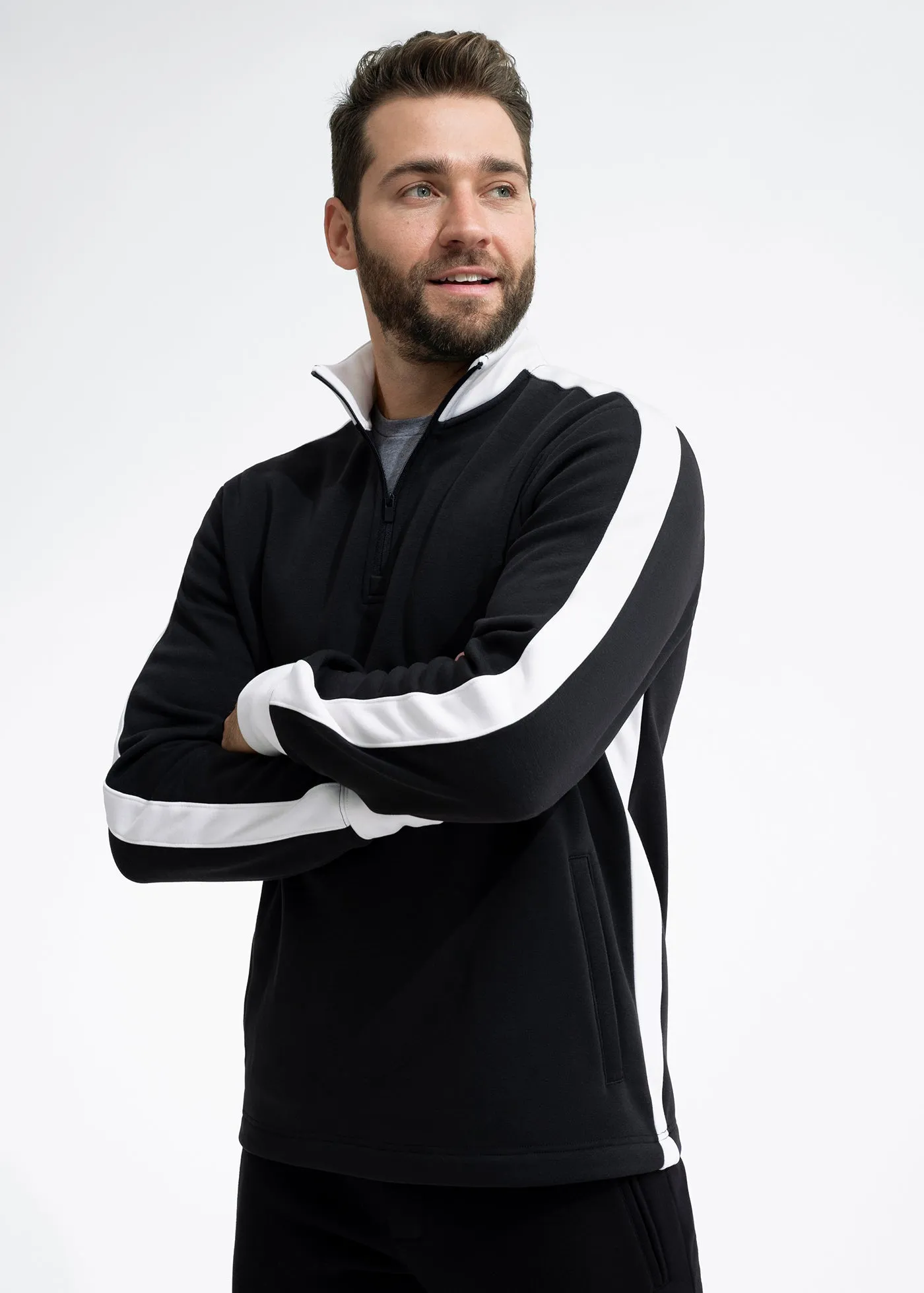 Stretch Fleece Quarter Zip | Black with Snow