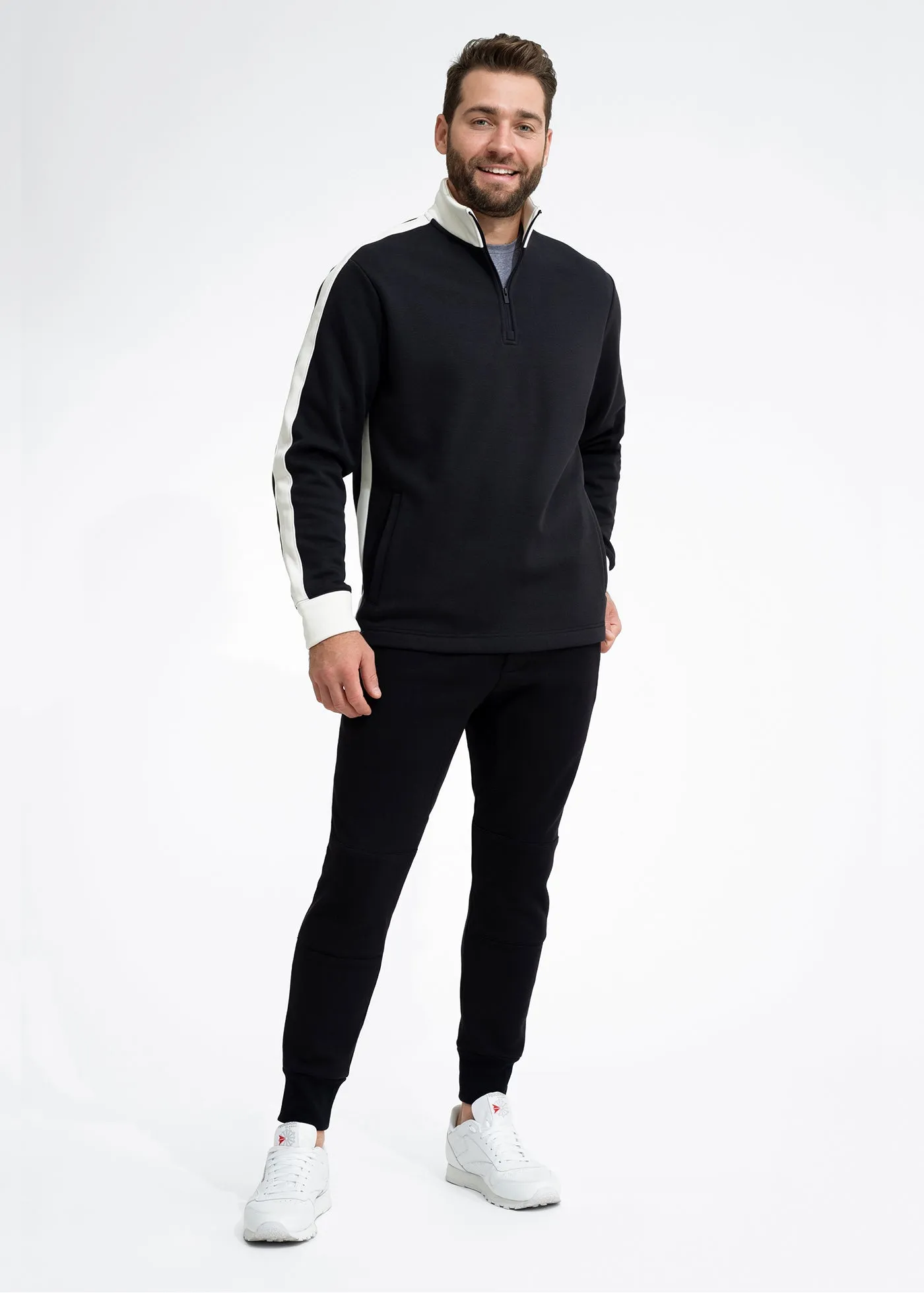 Stretch Fleece Quarter Zip | Black with Snow