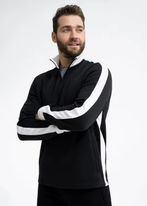 Stretch Fleece Quarter Zip | Black with Snow