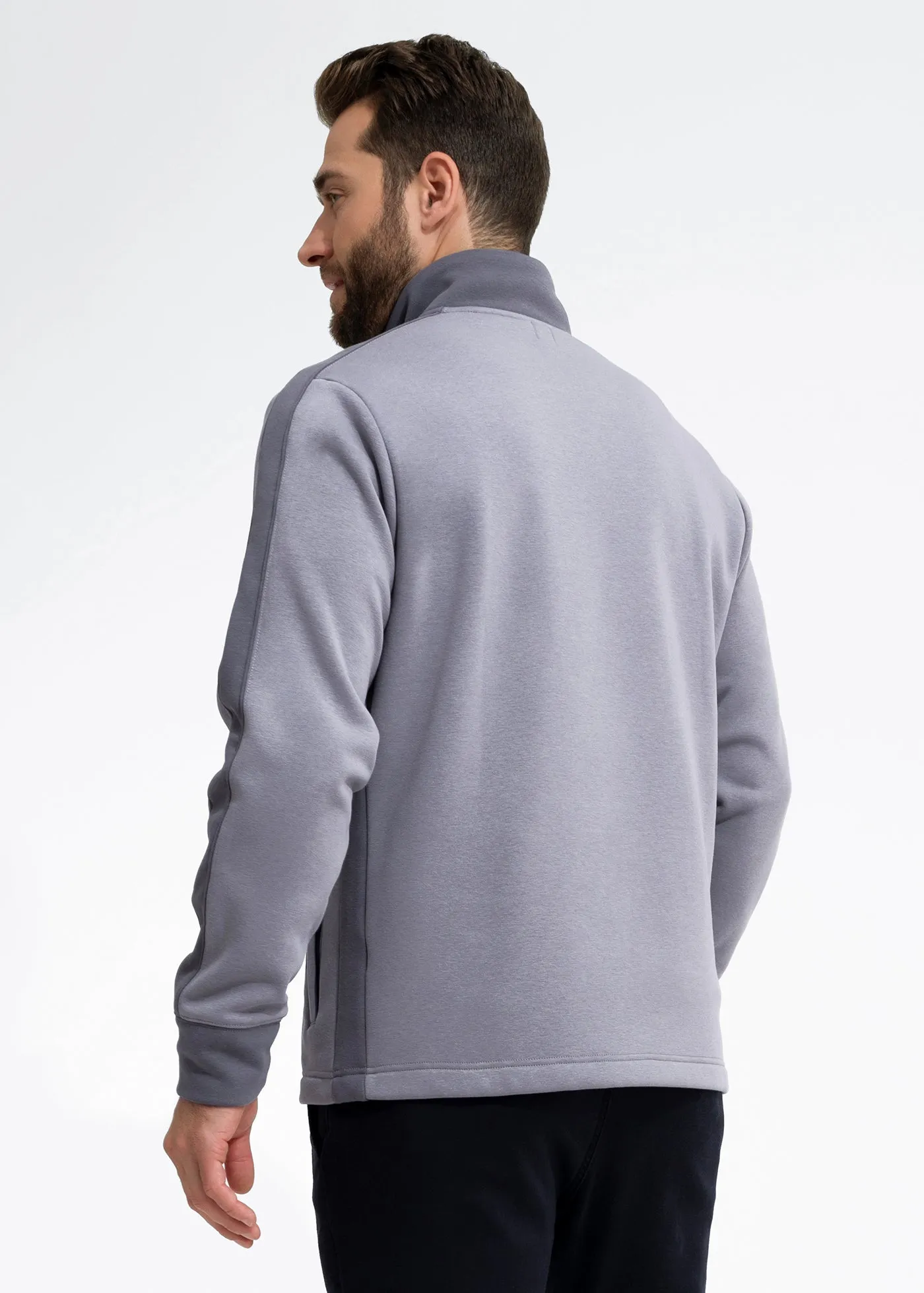 Stretch Fleece Quarter Zip | Light Grey with Monument