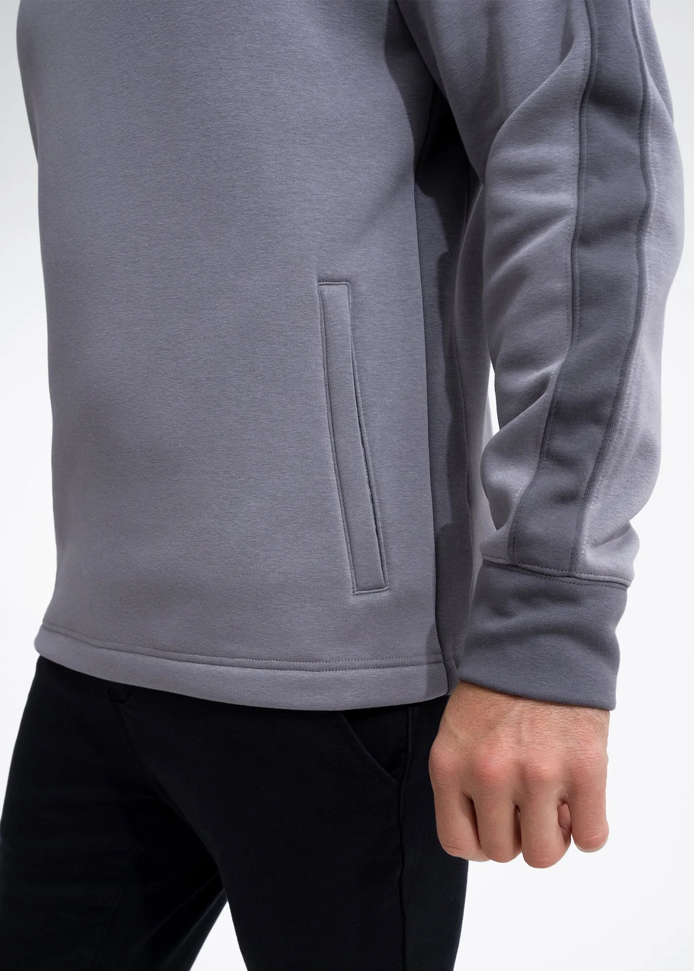 Stretch Fleece Quarter Zip | Light Grey with Monument