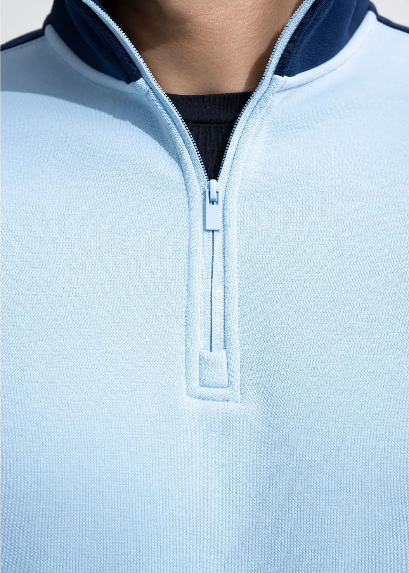 Stretch Fleece Quarter Zip | Sky Blue with Admiral