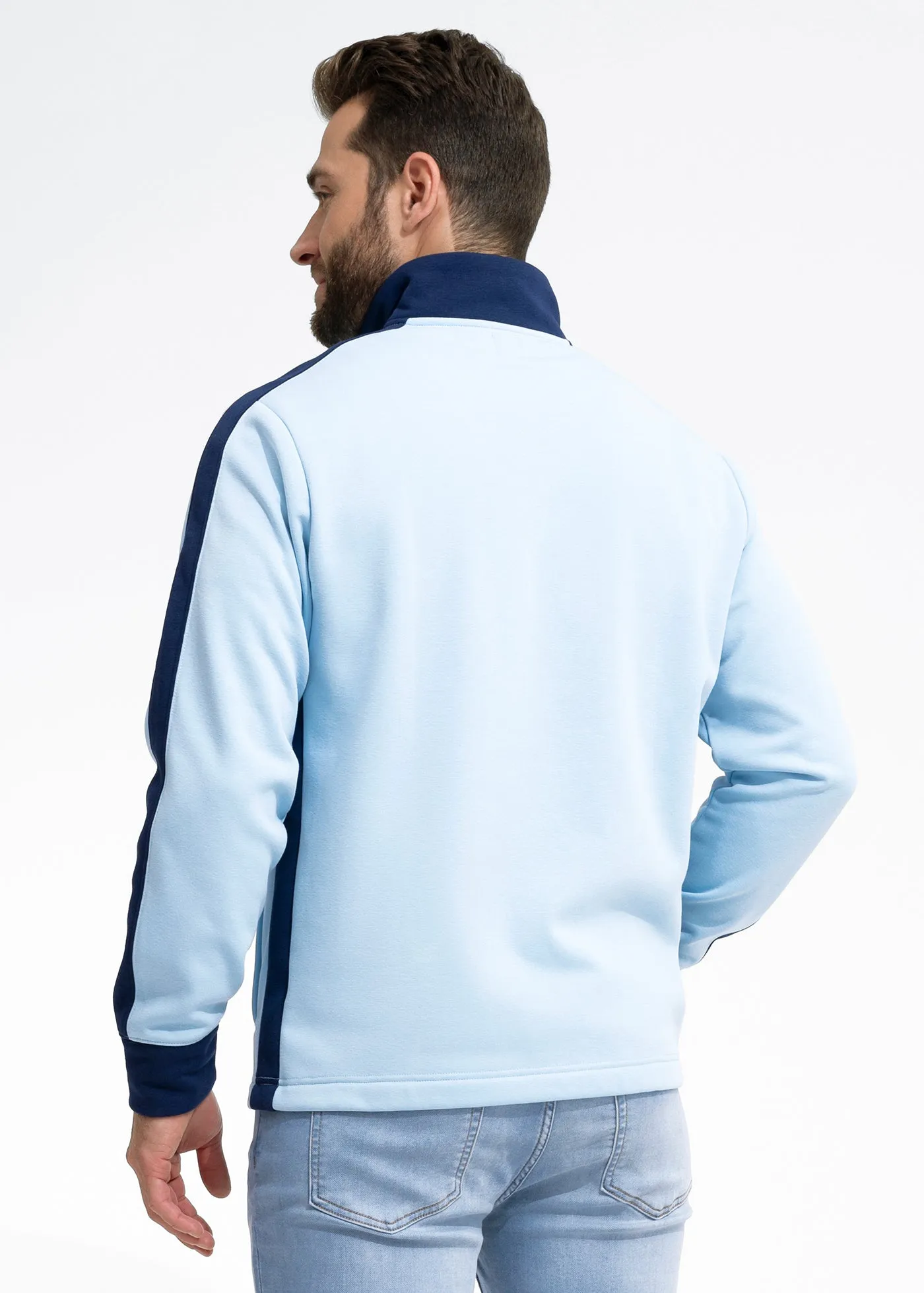 Stretch Fleece Quarter Zip | Sky Blue with Admiral