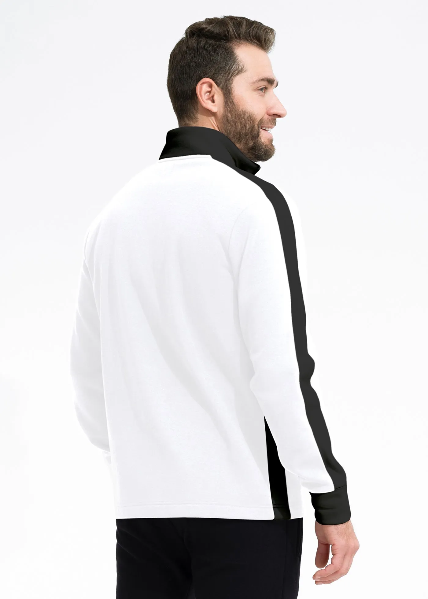 Stretch Fleece Quarter Zip | Snow with Black