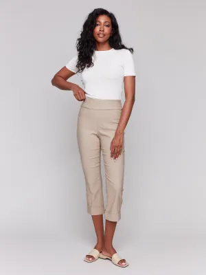 Stretch Pull-On Capri Pants - Greige